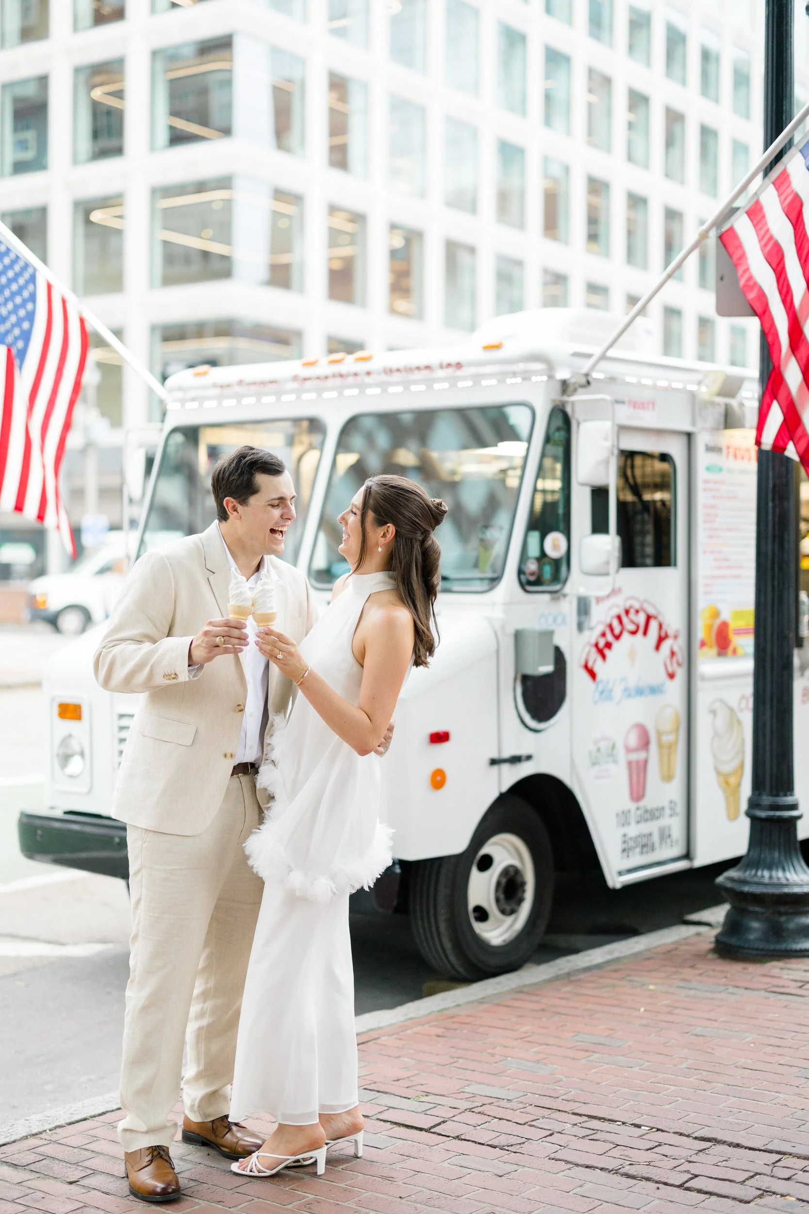 Summer engagement session ending with ice cream in downtown Boston.