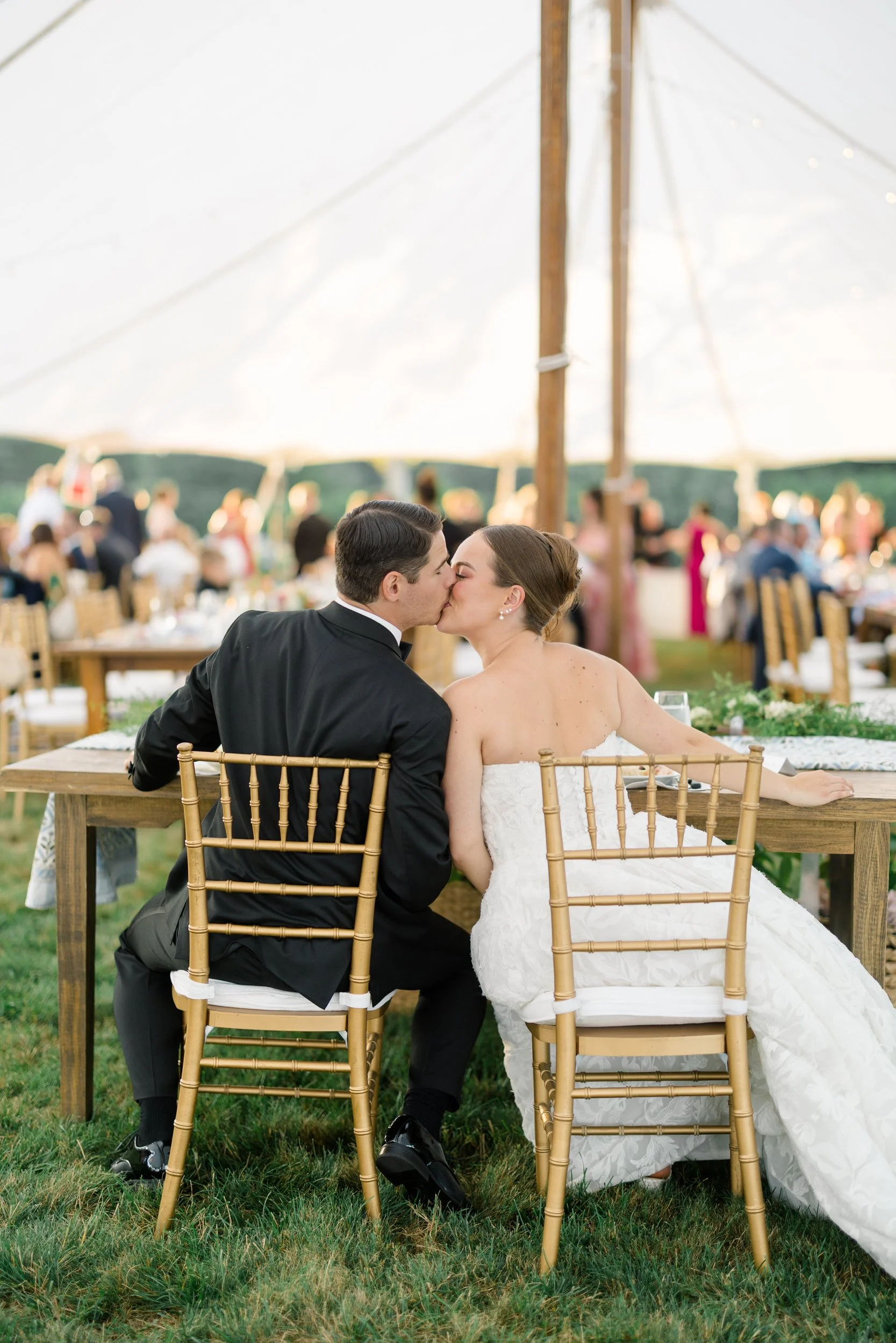 Tented reception at a Cape Cod private estate wedding.