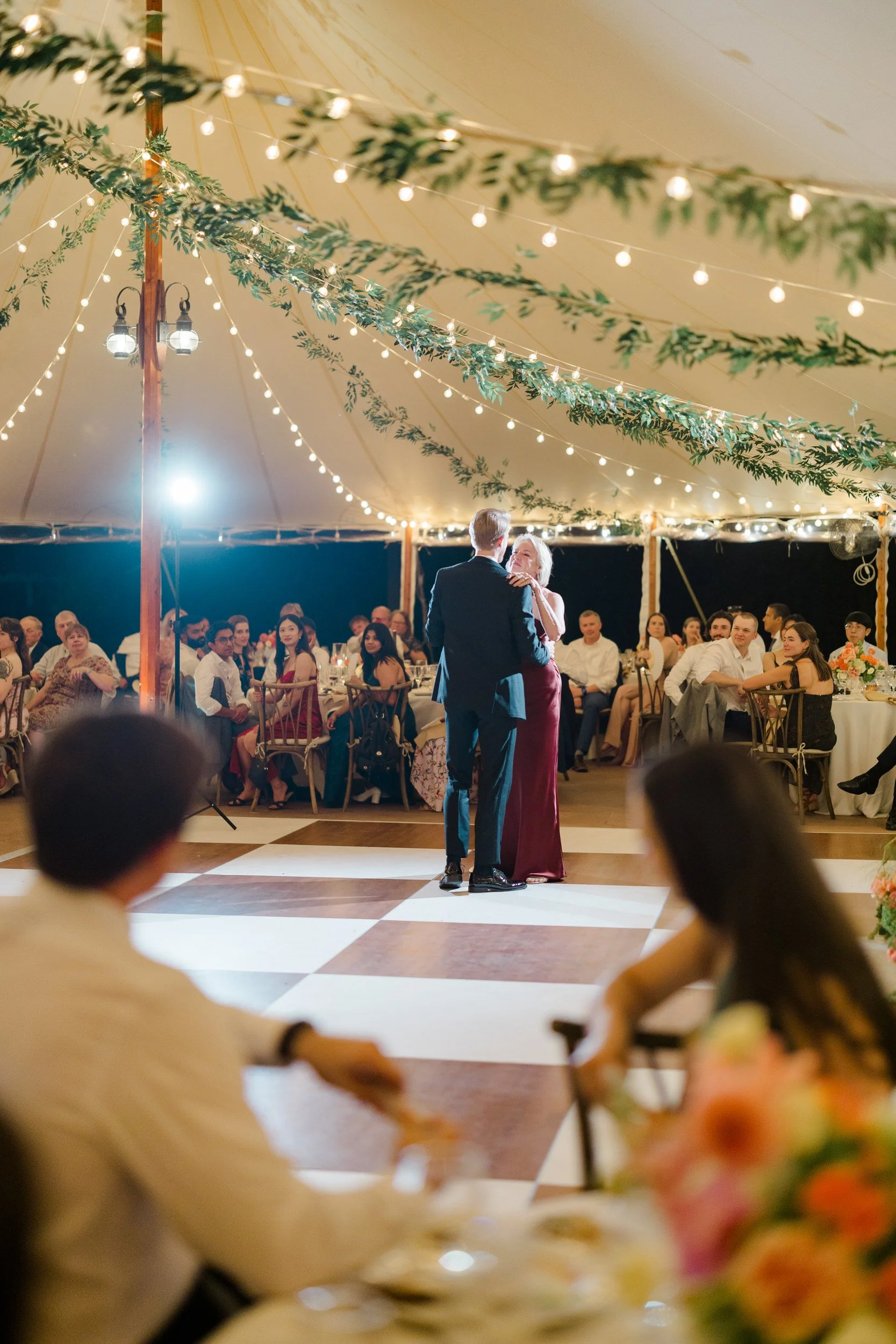 oyful reception dancing scene at Massachusetts garden estate wedding