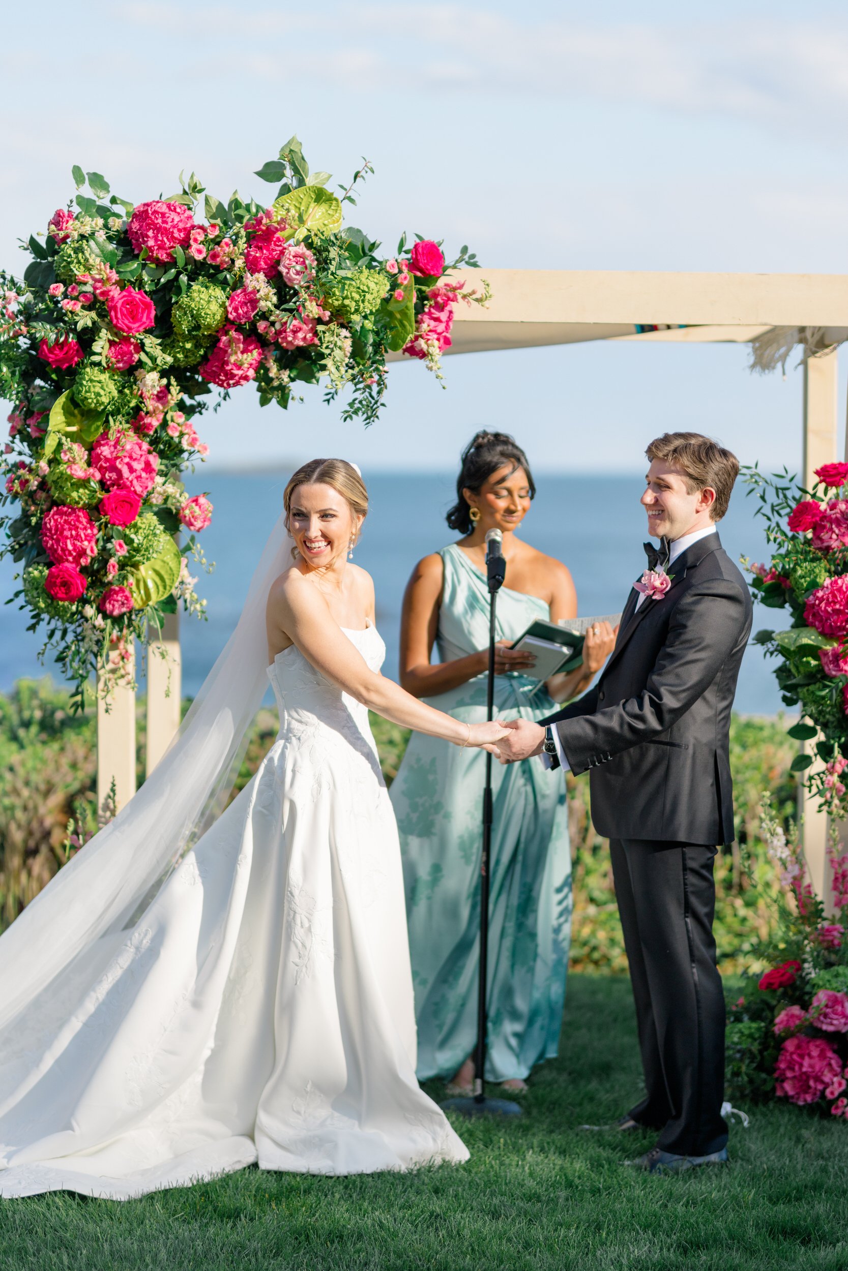 Romantic outdoor wedding ceremony at North Shore Massachusetts estate