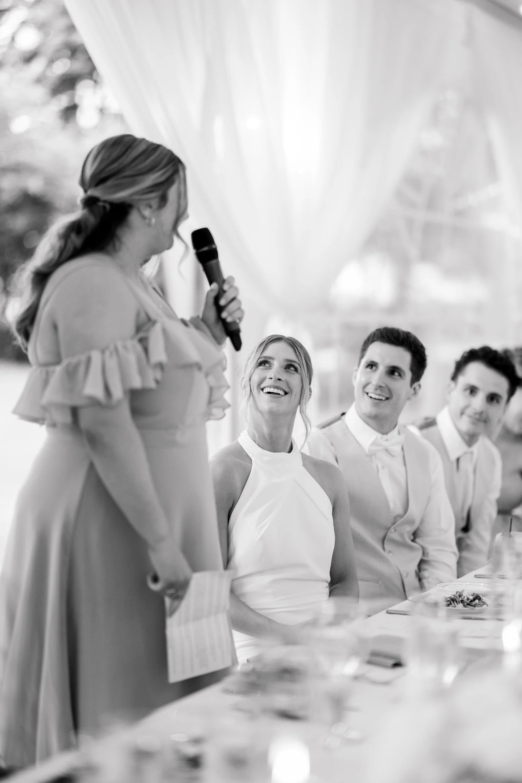 Joyful reception moments during a coastal Massachusetts wedding.