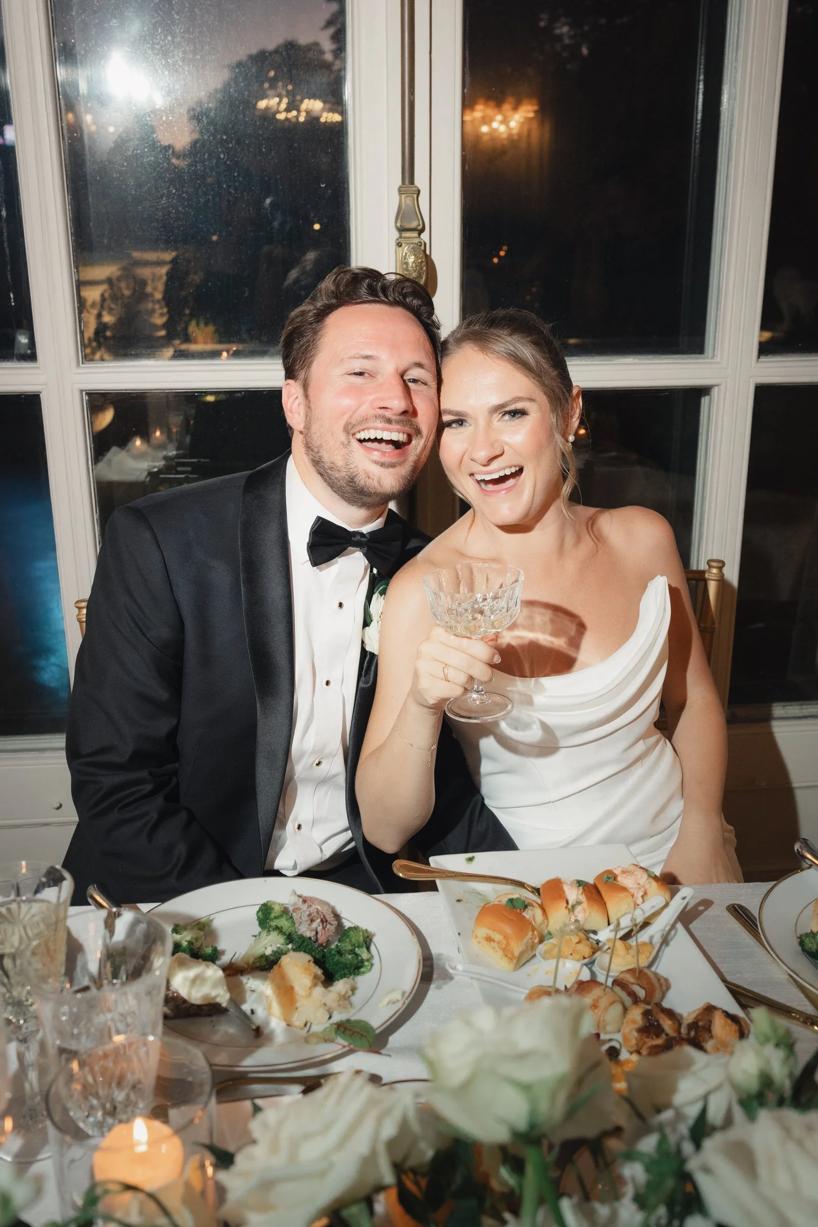 Classic ballroom reception at Rosecliff Mansion