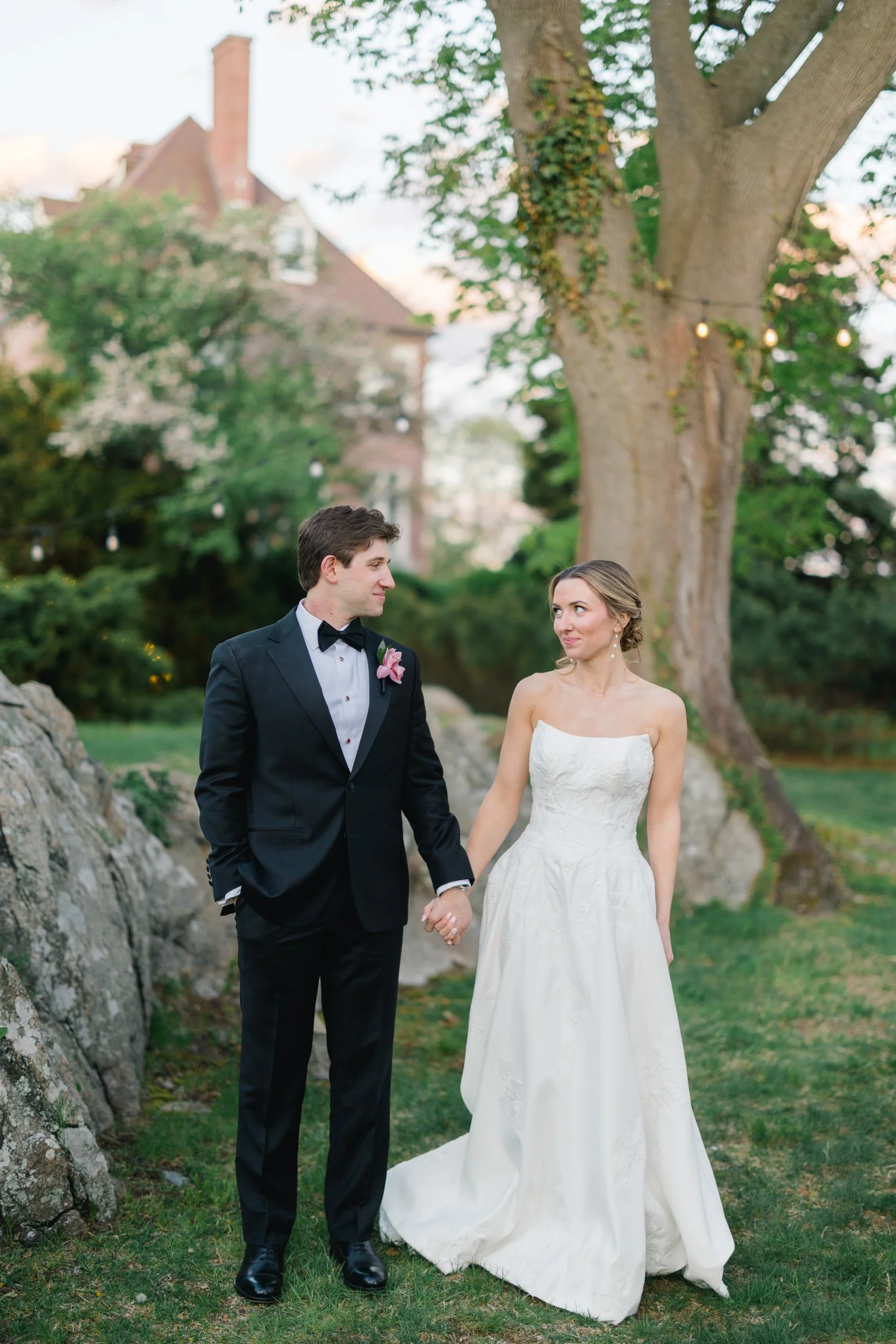 Bride and groom portraits at sunset on the North Shore coastline
