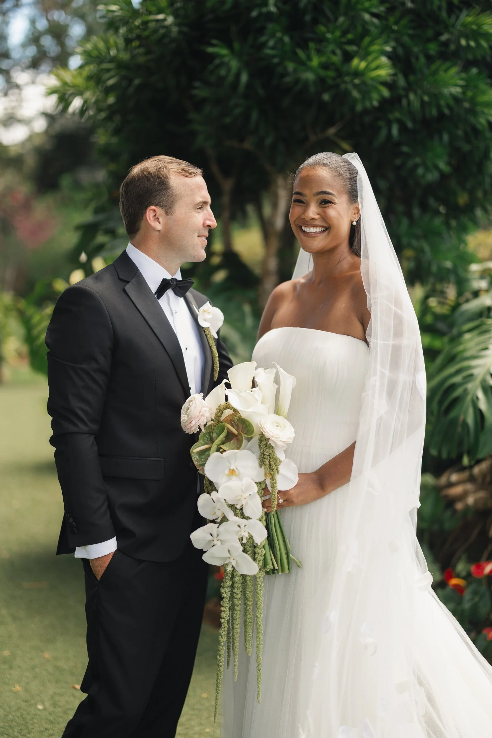 candid couple moments during an oahu wedding at sunset ranch hawaii