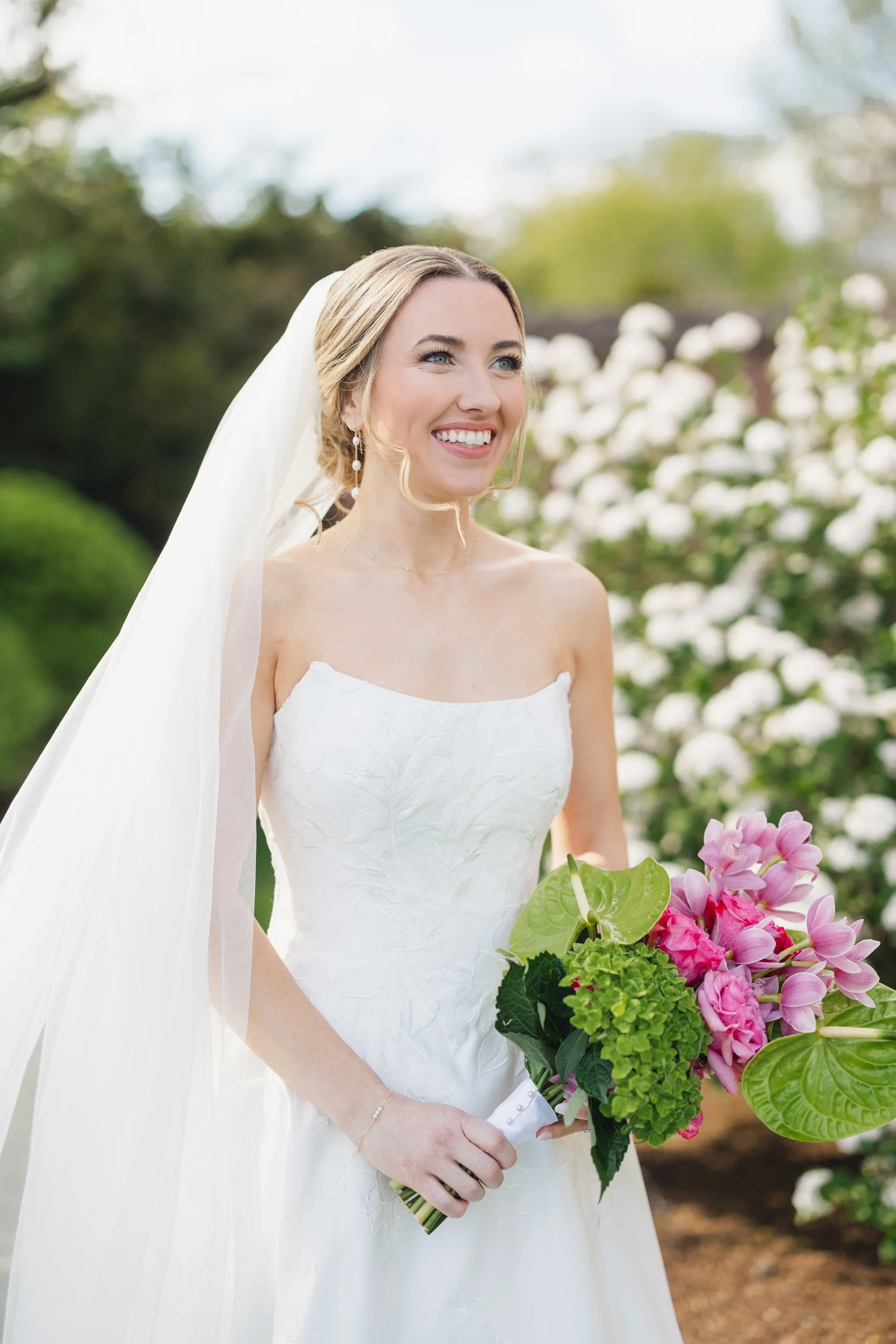 Elegant bride portraits at coastal Massachusetts wedding venue