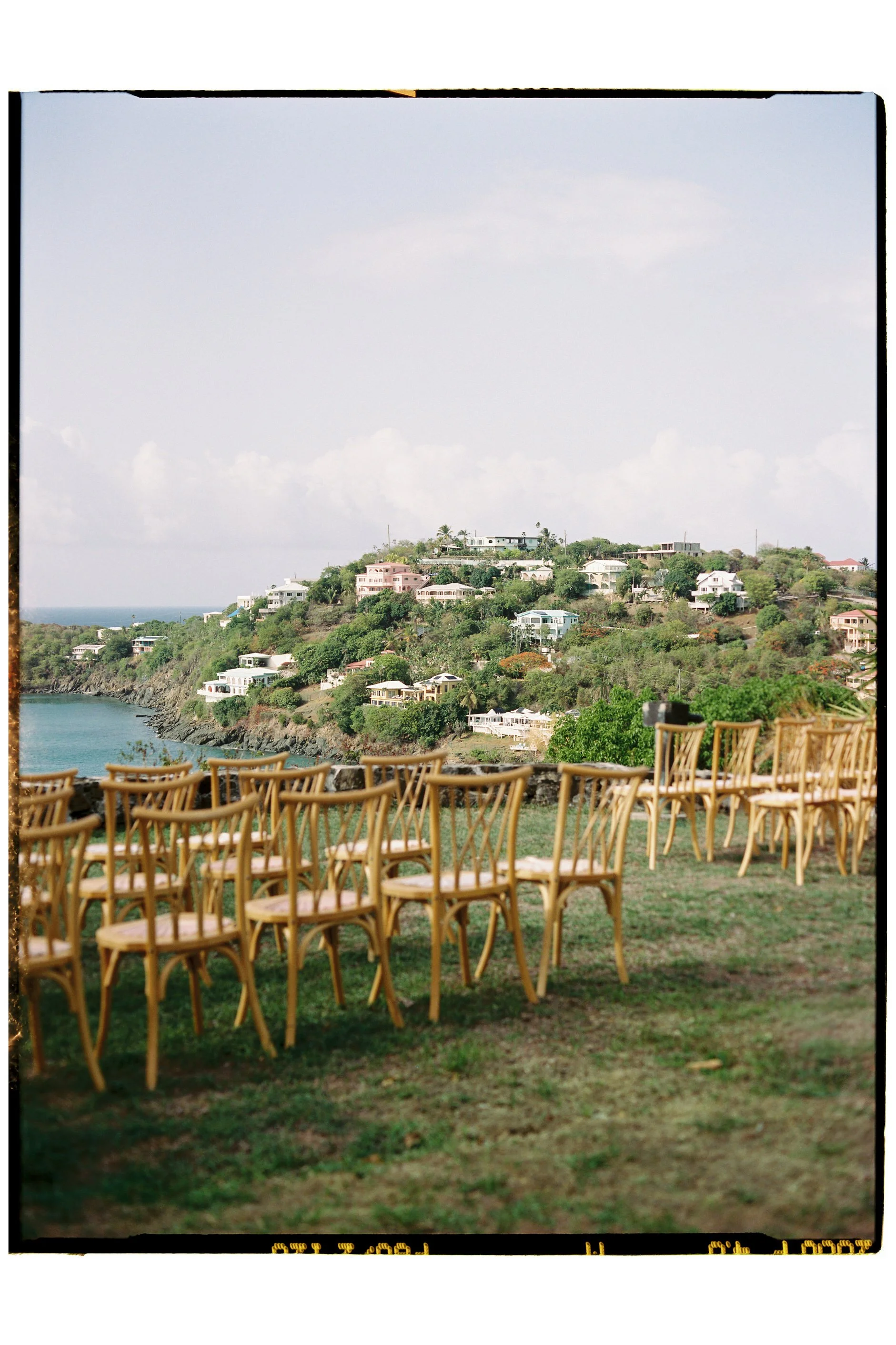 Nautical-inspired wedding ceremony details in the Caribbean.