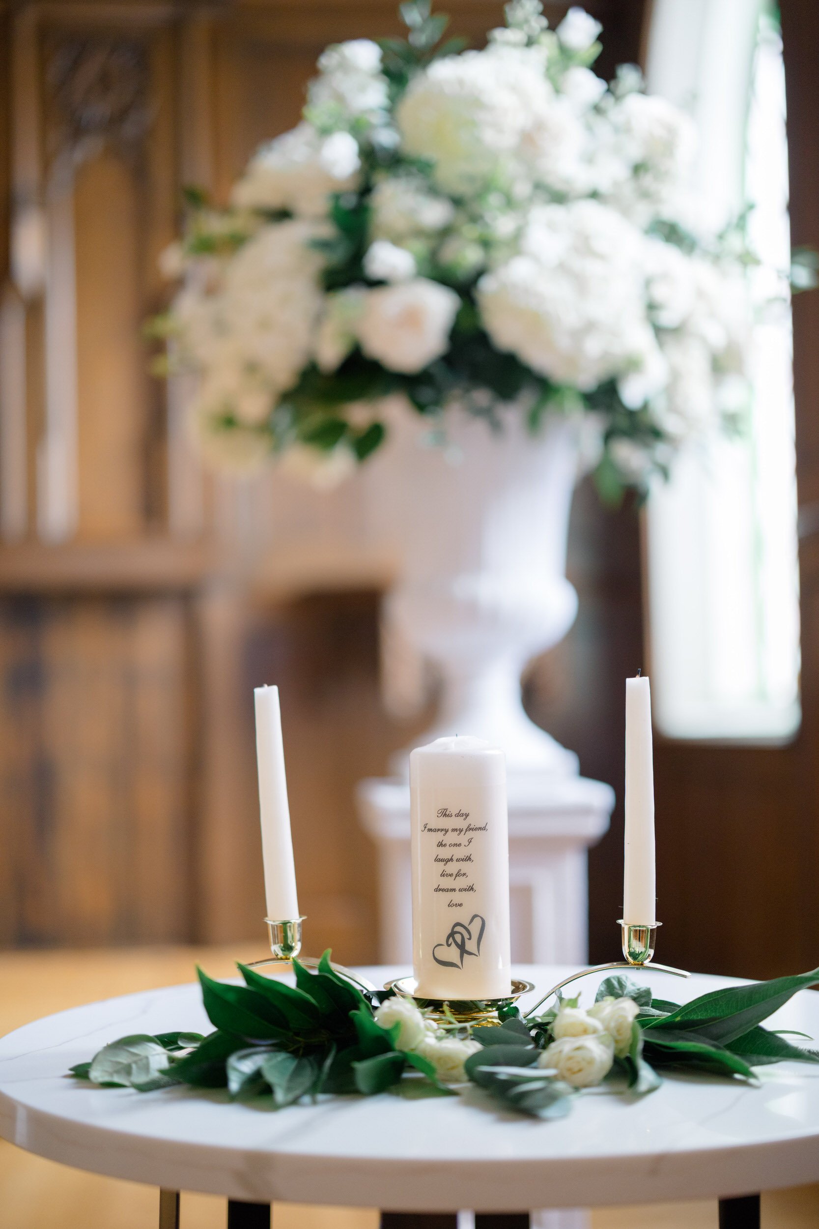 Elegant chapel ceremony details captured by a Newport wedding photographer