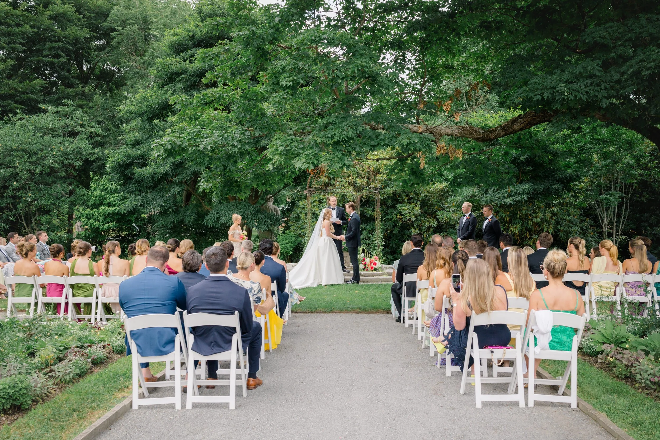 Wedding ceremony in the Italian Gardens at Elm Bank