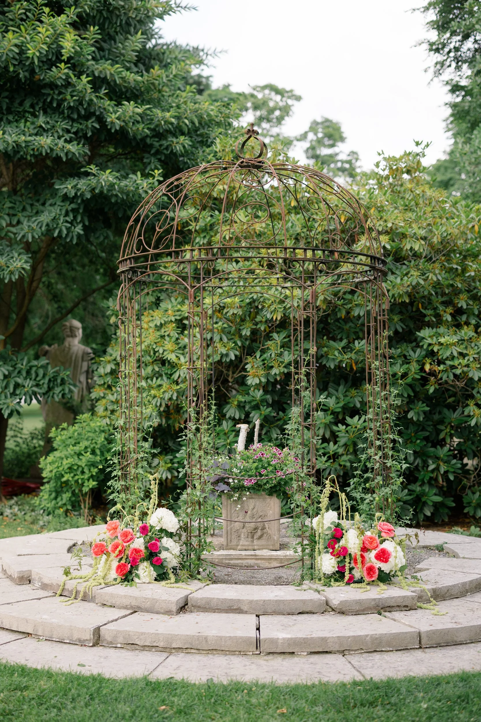 Romantic ceremony decorations at The Gardens at Elm Bank