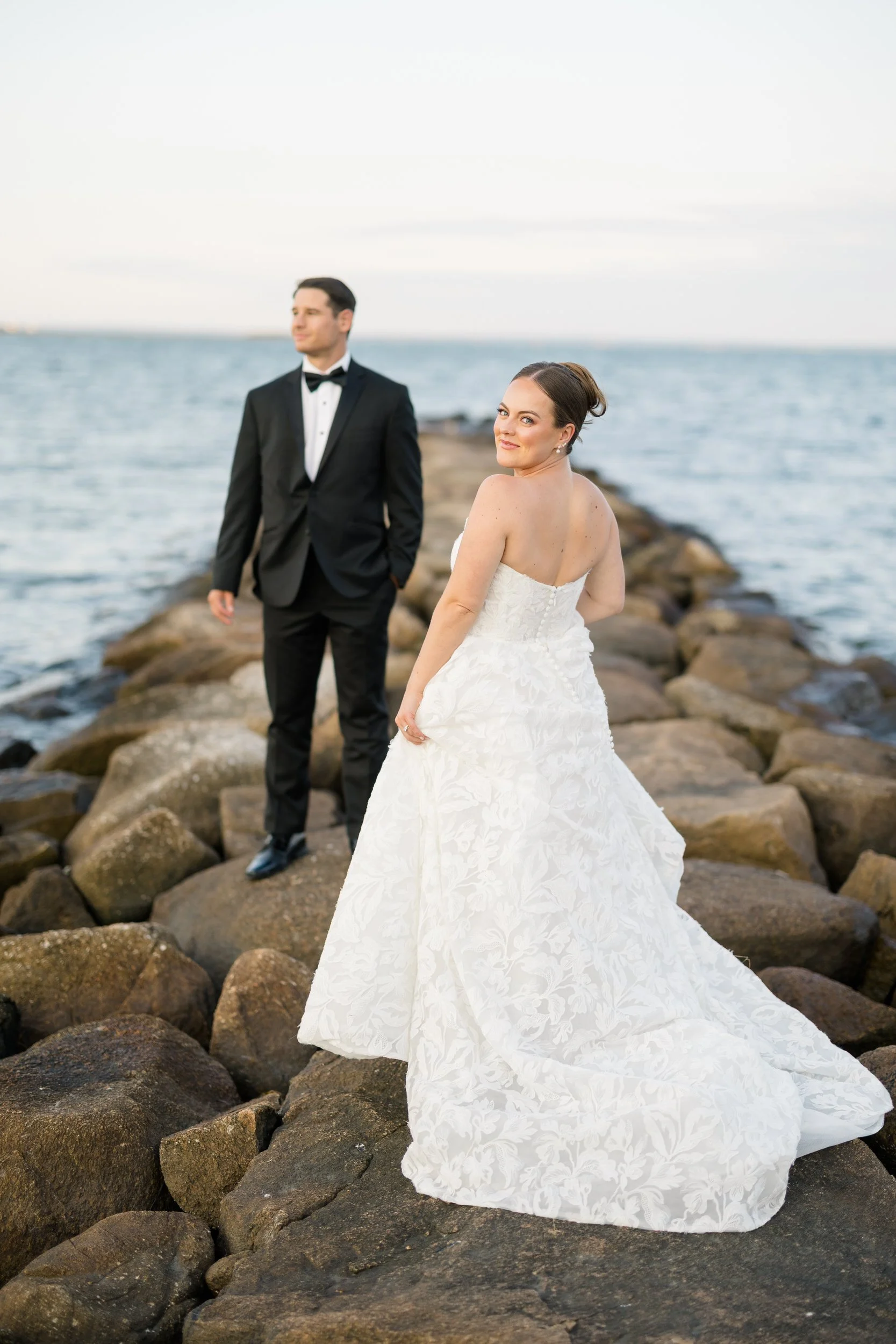 Romantic sunset portraits along the Cape Cod coastline.