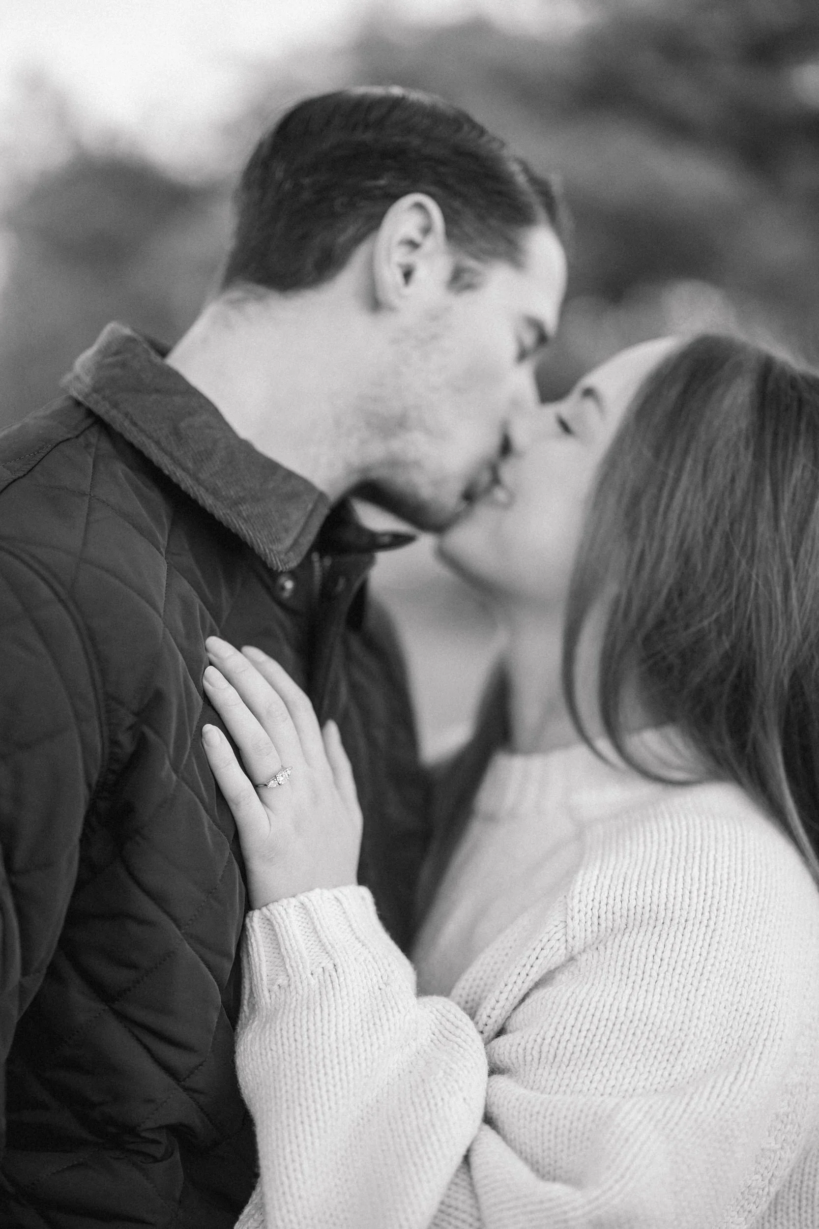 Soft coastal light during a winter engagement session in Newburyport, MA.