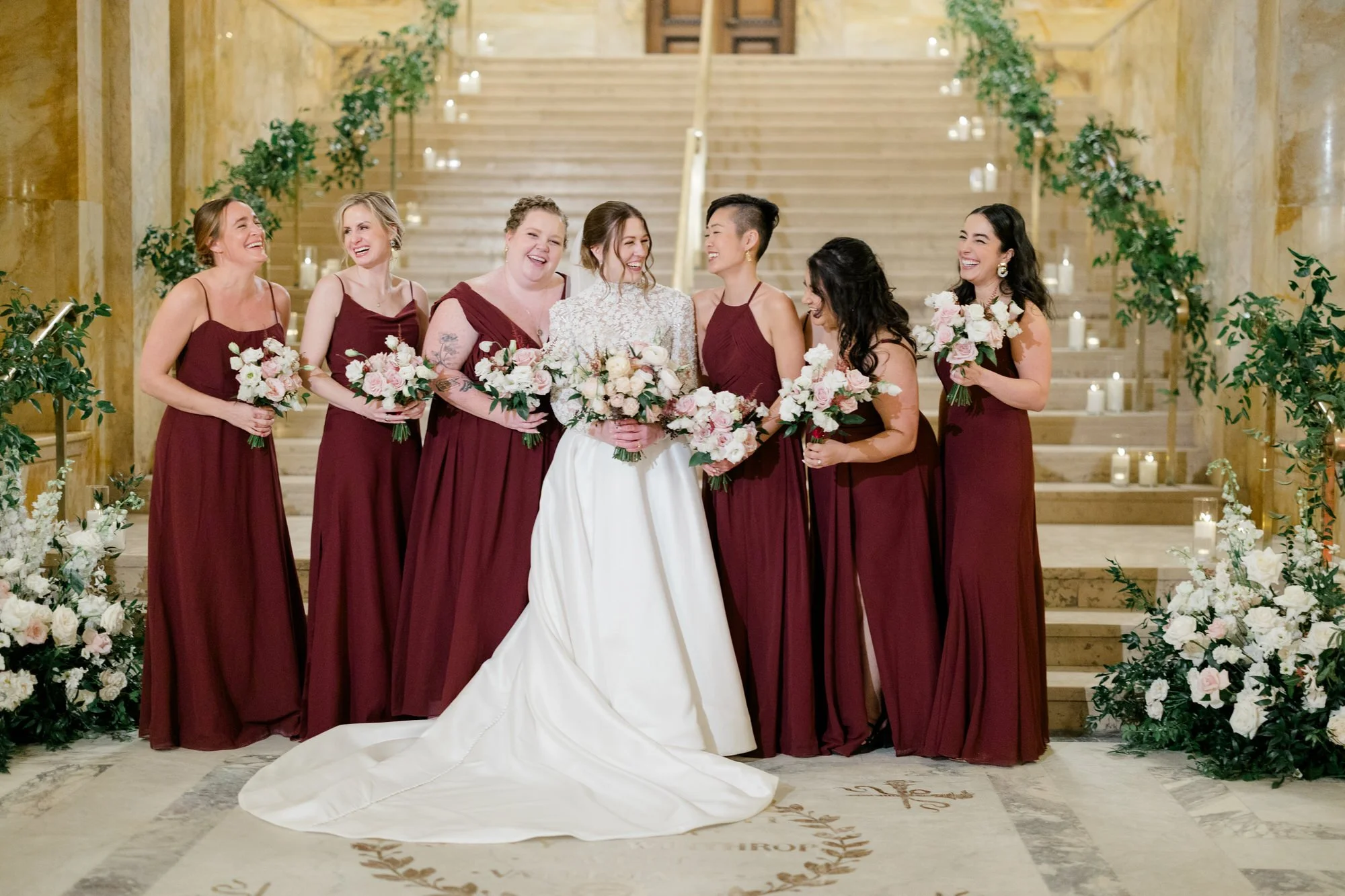 Bridesmaid portraits at Boston Public Library Wedding
