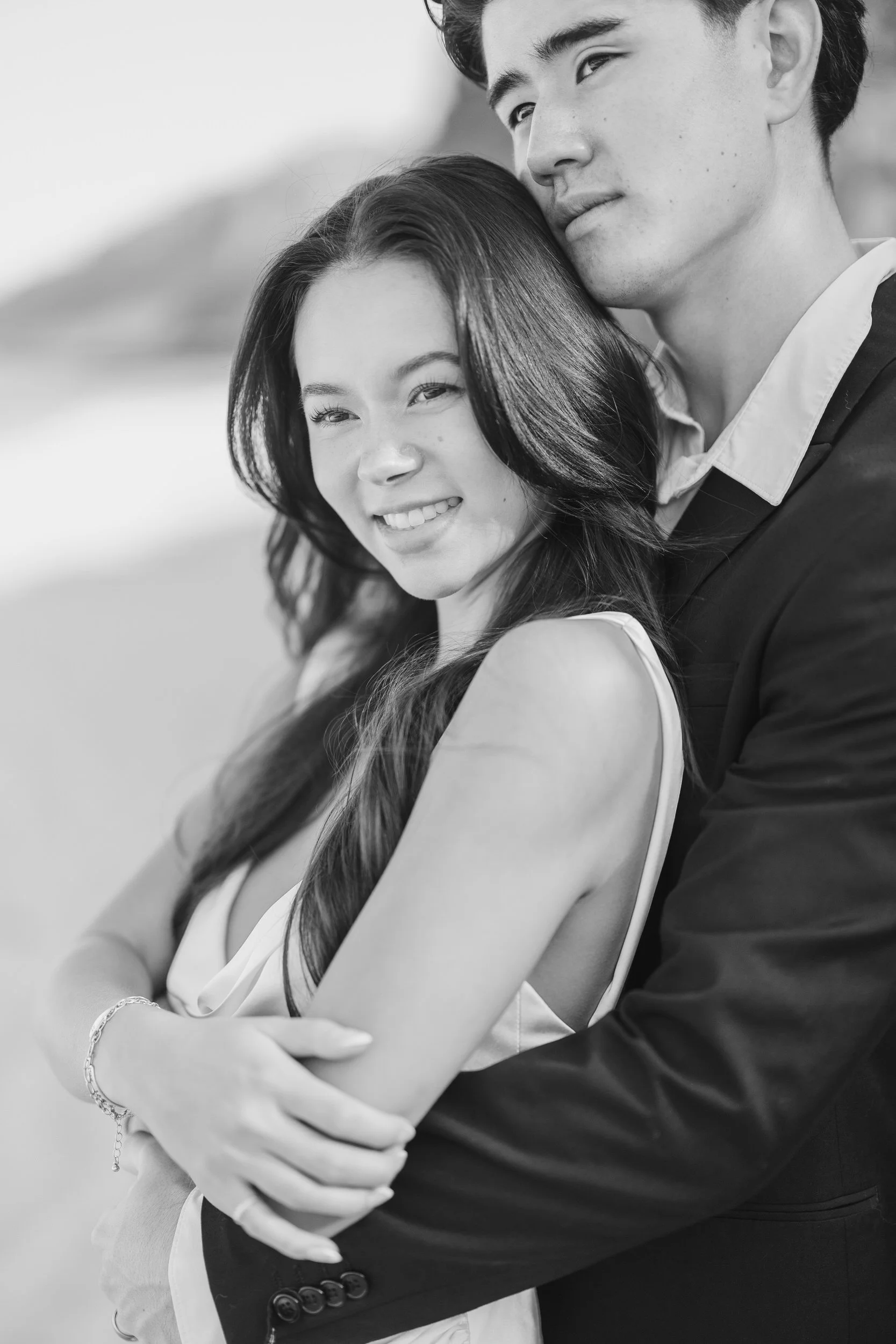 Couple portraits during sunrise beach elopement in Oahu