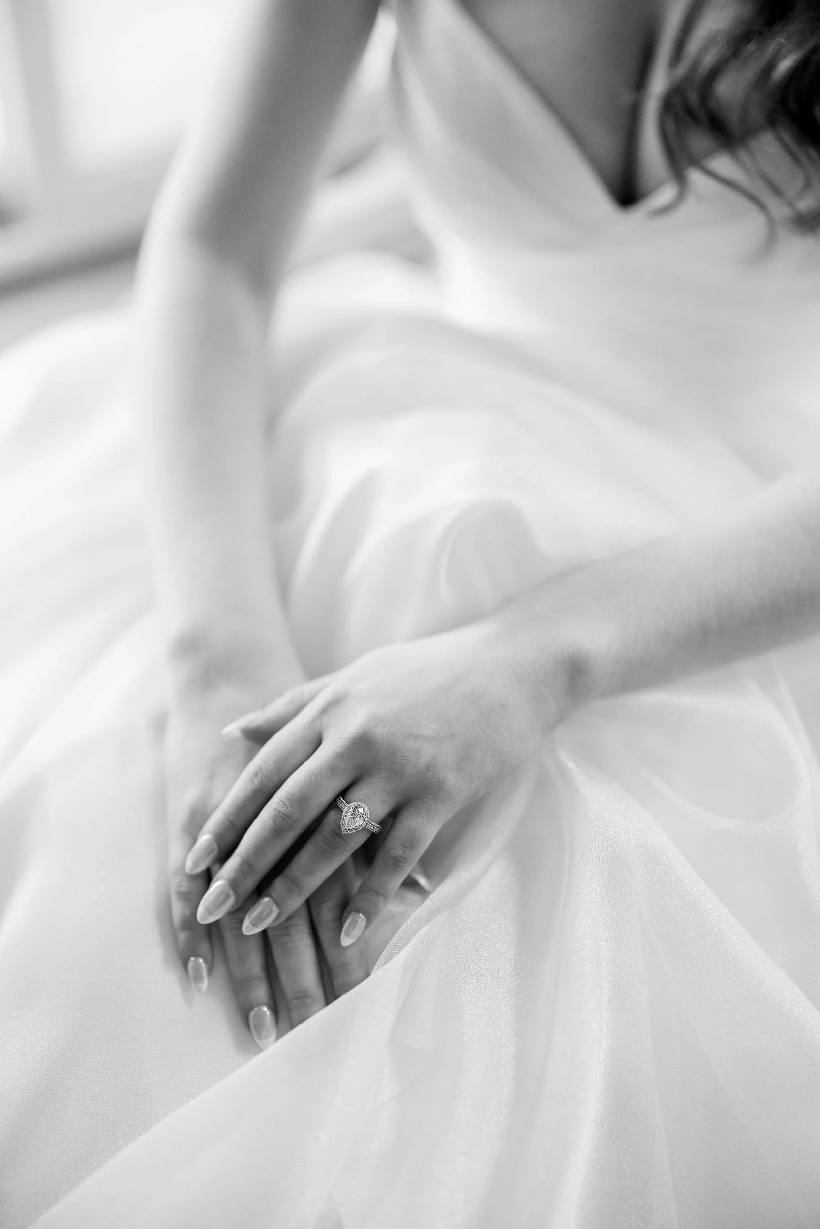 Bridal gown and beauty details photographed before a wedding at Elm Bank.