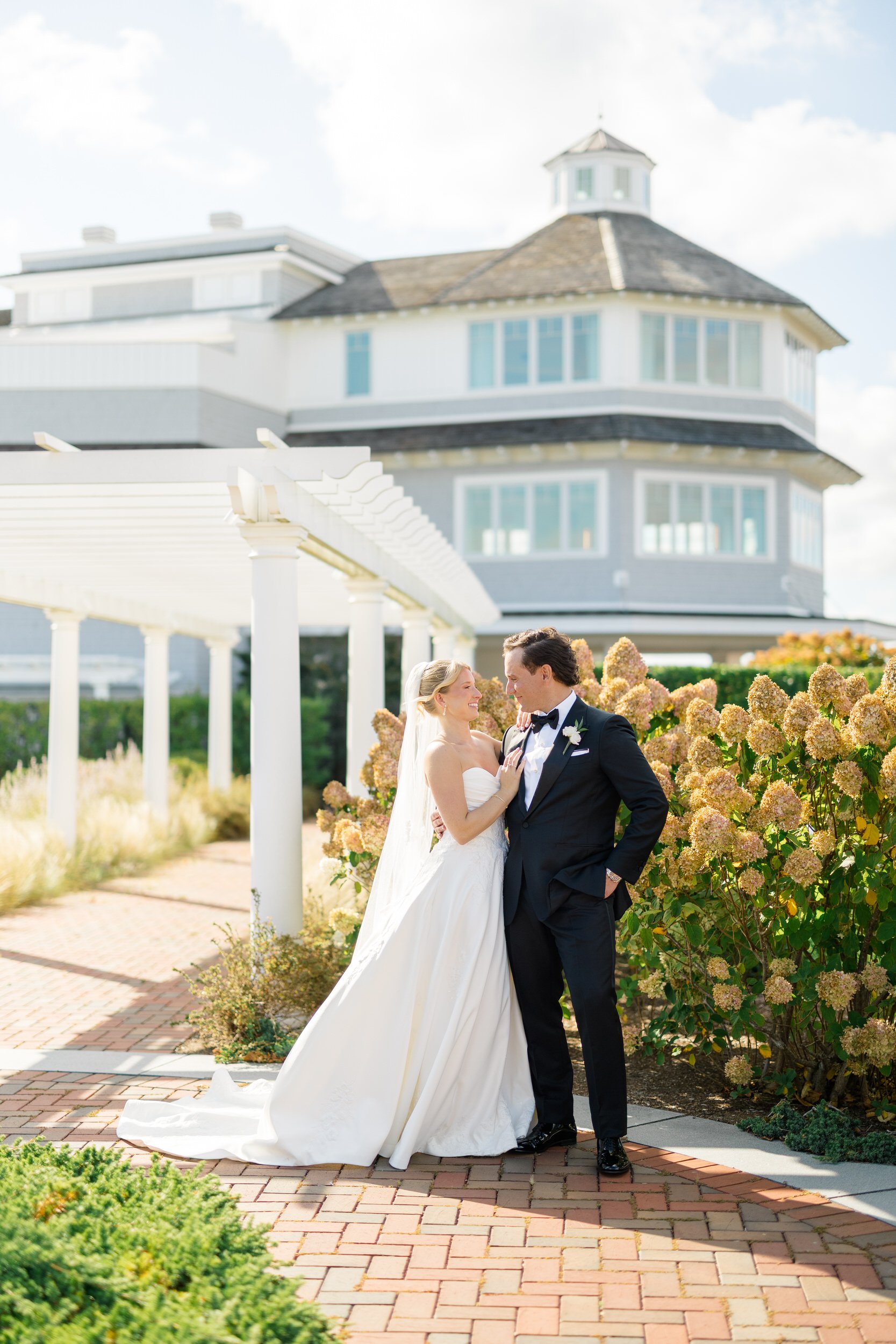 Wedding couple portraits at the Dune space at Wychmere Beach Club on Cape Cod.