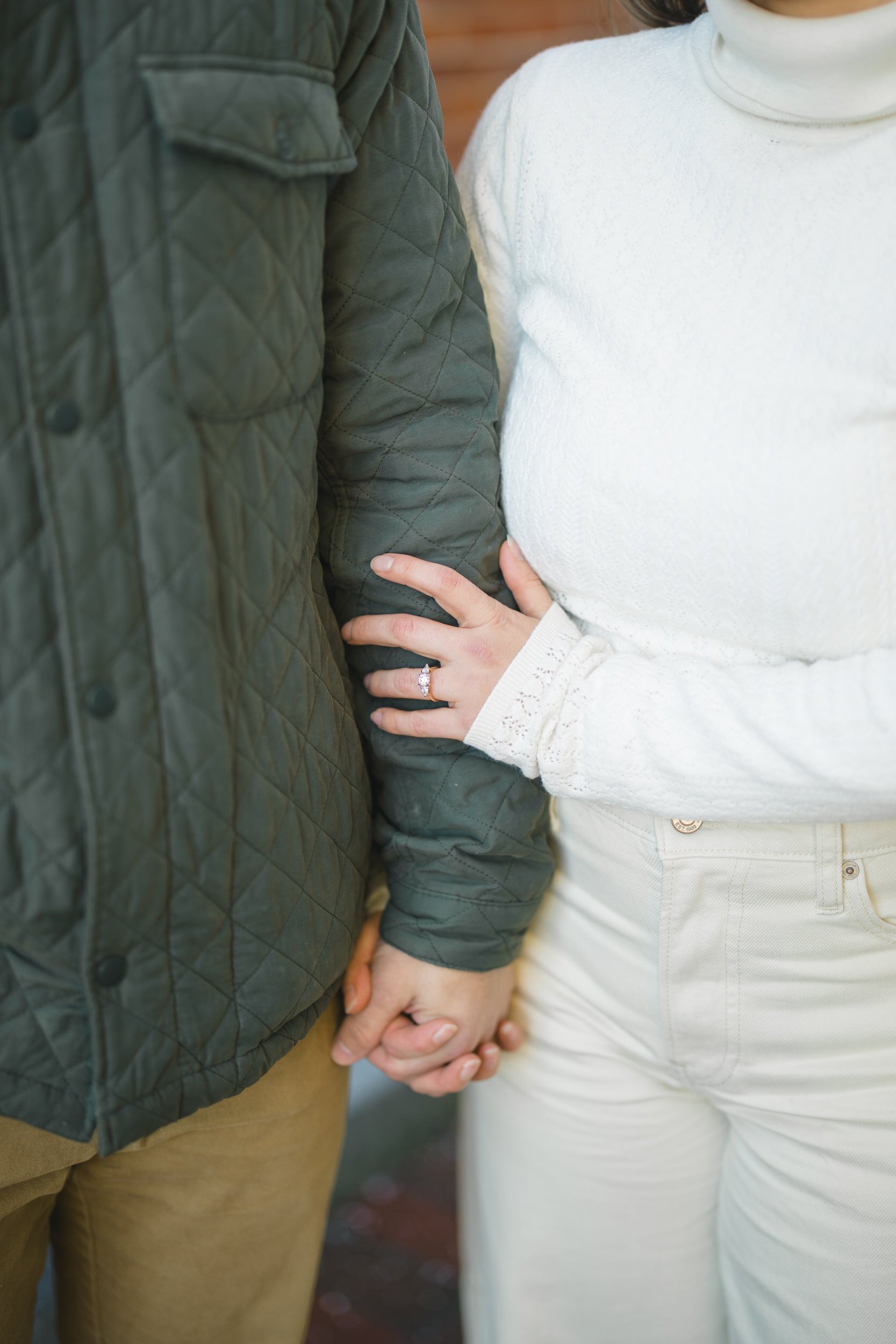 Natural engagement portraits from a winter Newburyport engagement session.
