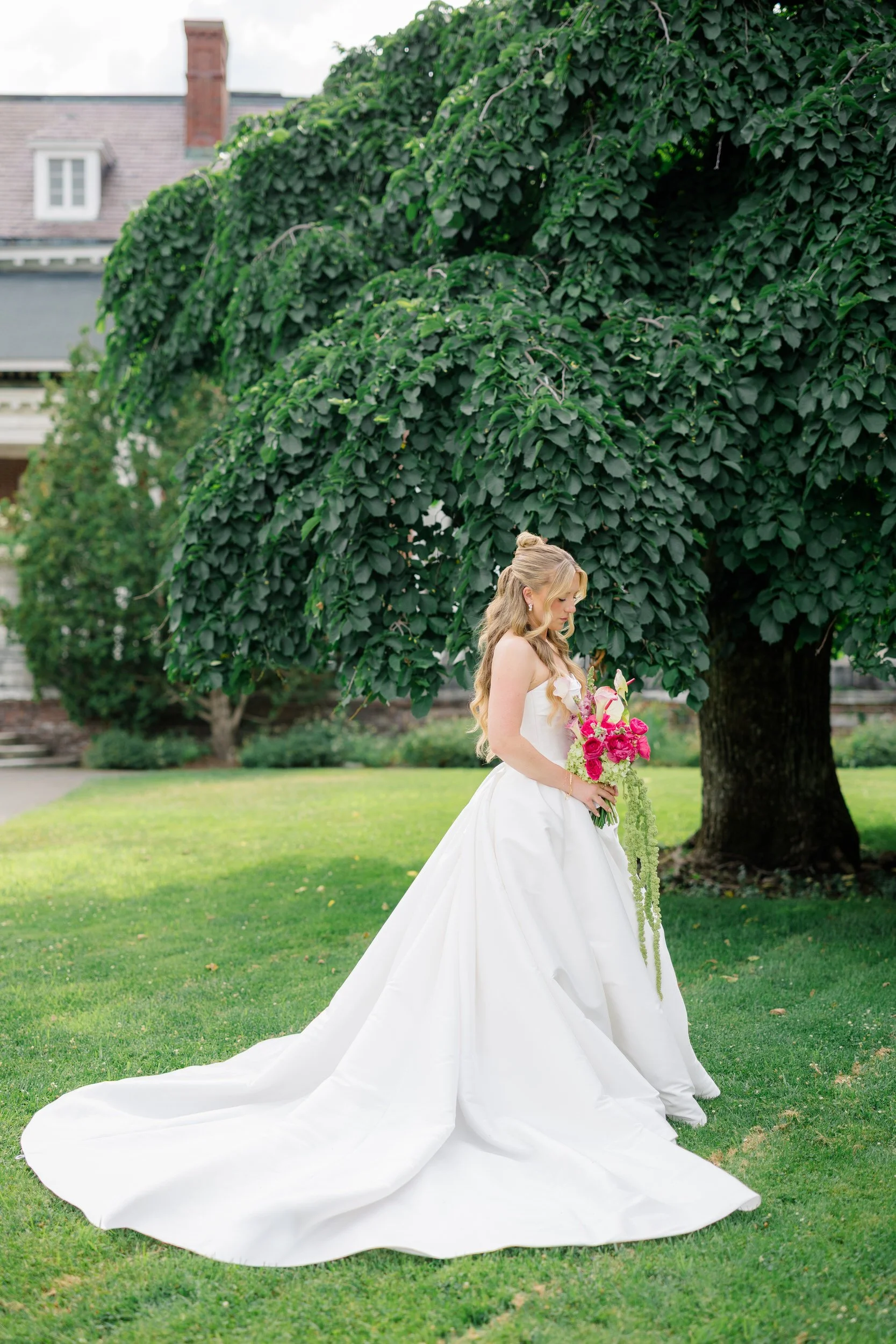 Bridal portrait surrounded by gardens at The Gardens at Elm Bank