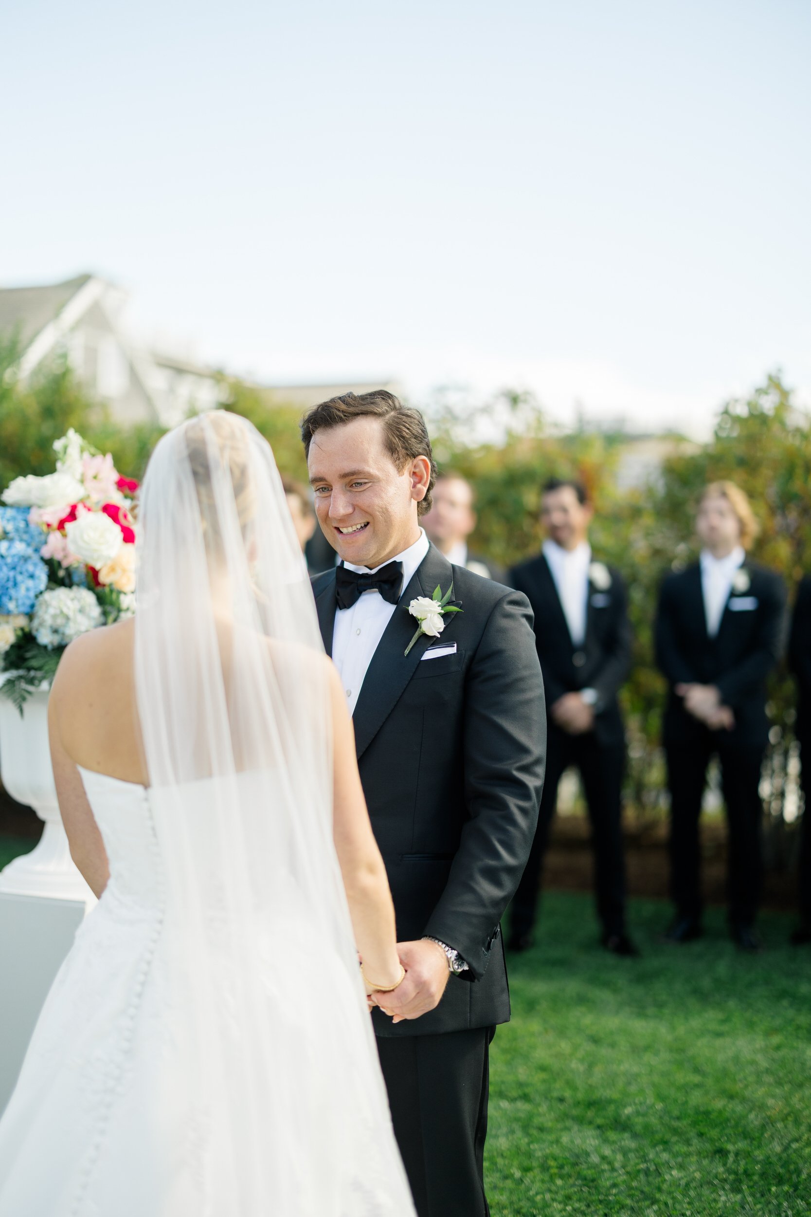 Cape Cod outdoor wedding ceremony photographed at Wychmere Beach Club.