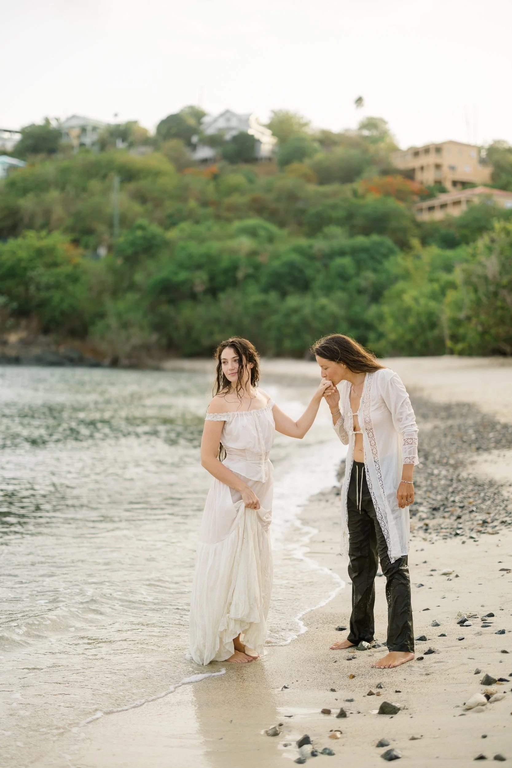 Sunrise portraits of two wives photographed in St. Thomas.