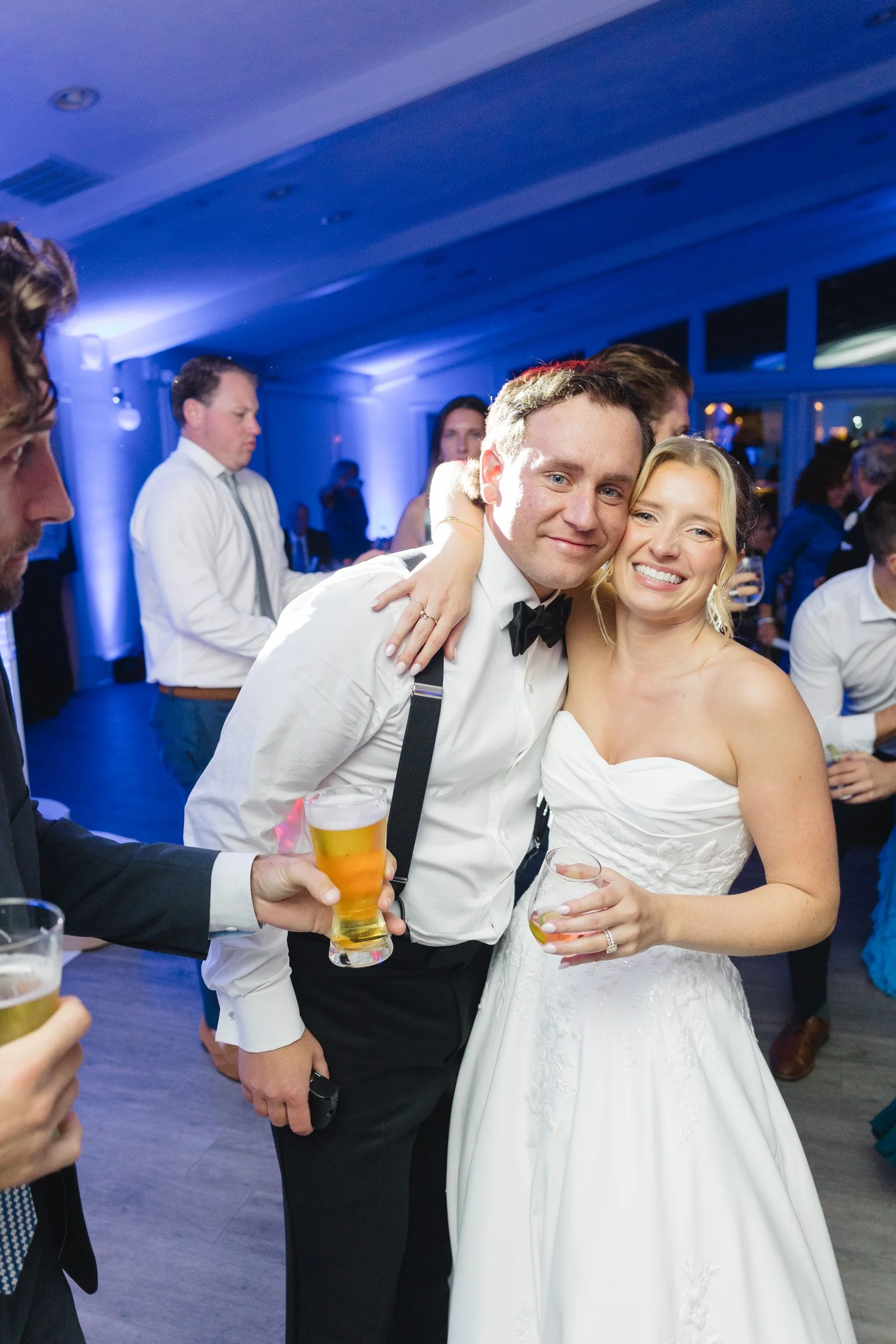 Candid wedding reception dancing at a Cape Cod wedding.