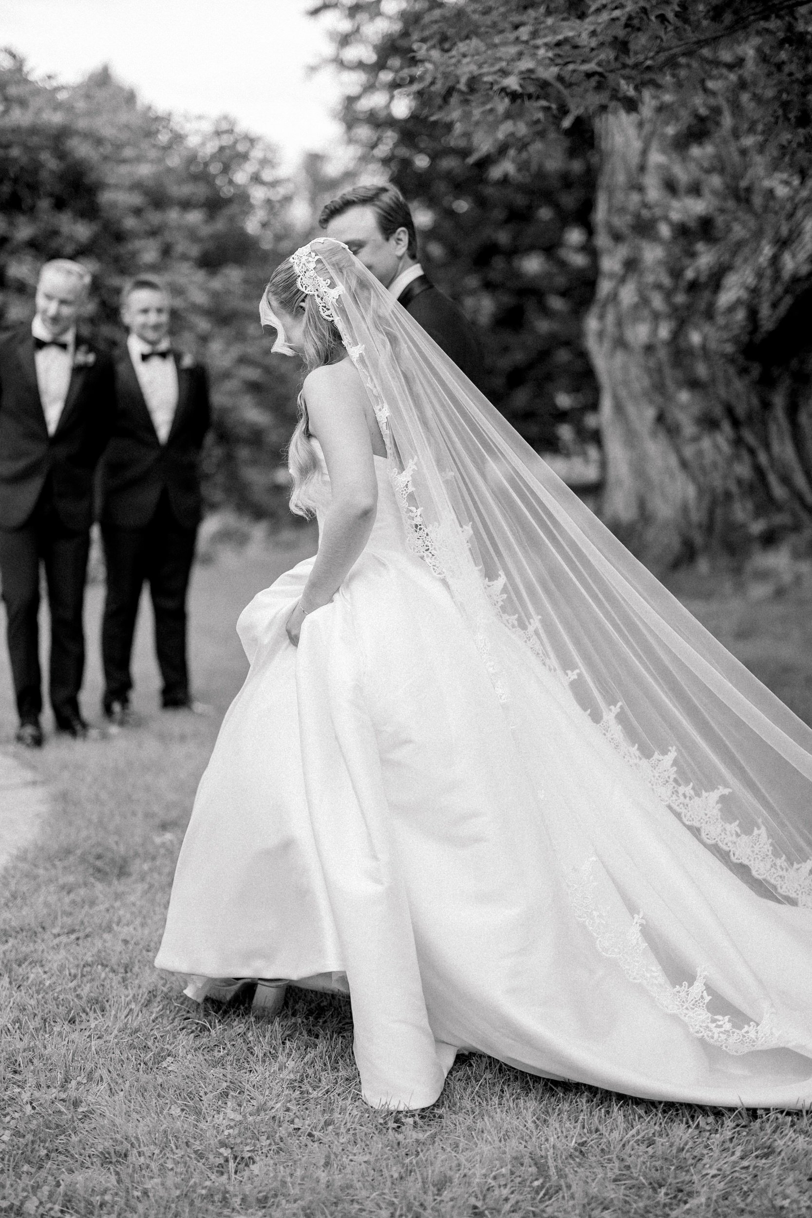 Romantic outdoor garden wedding ceremony in Wellesley Massachusetts