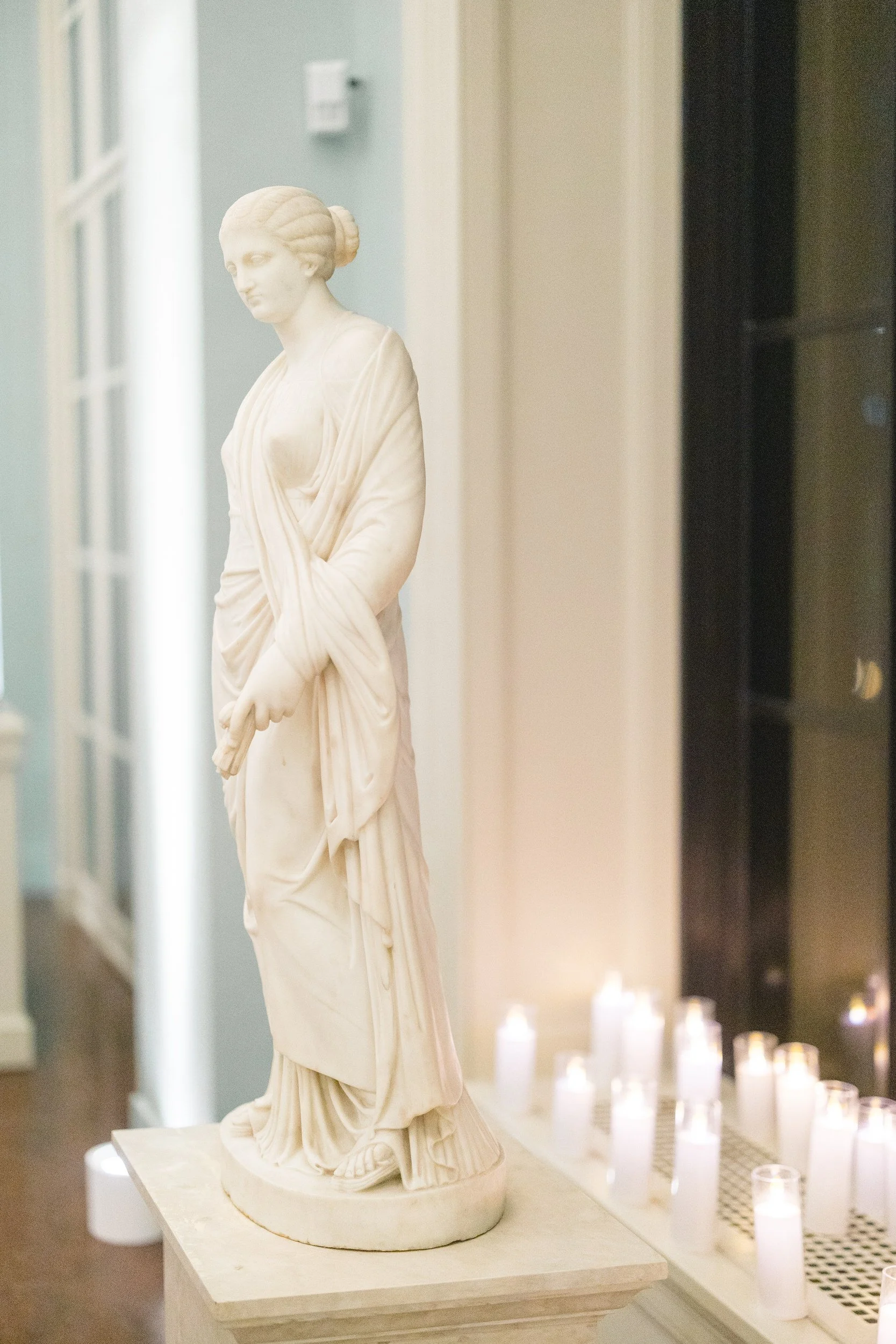 Emotional speech during a candlelit rehearsal dinner at the Boston Athenaeum