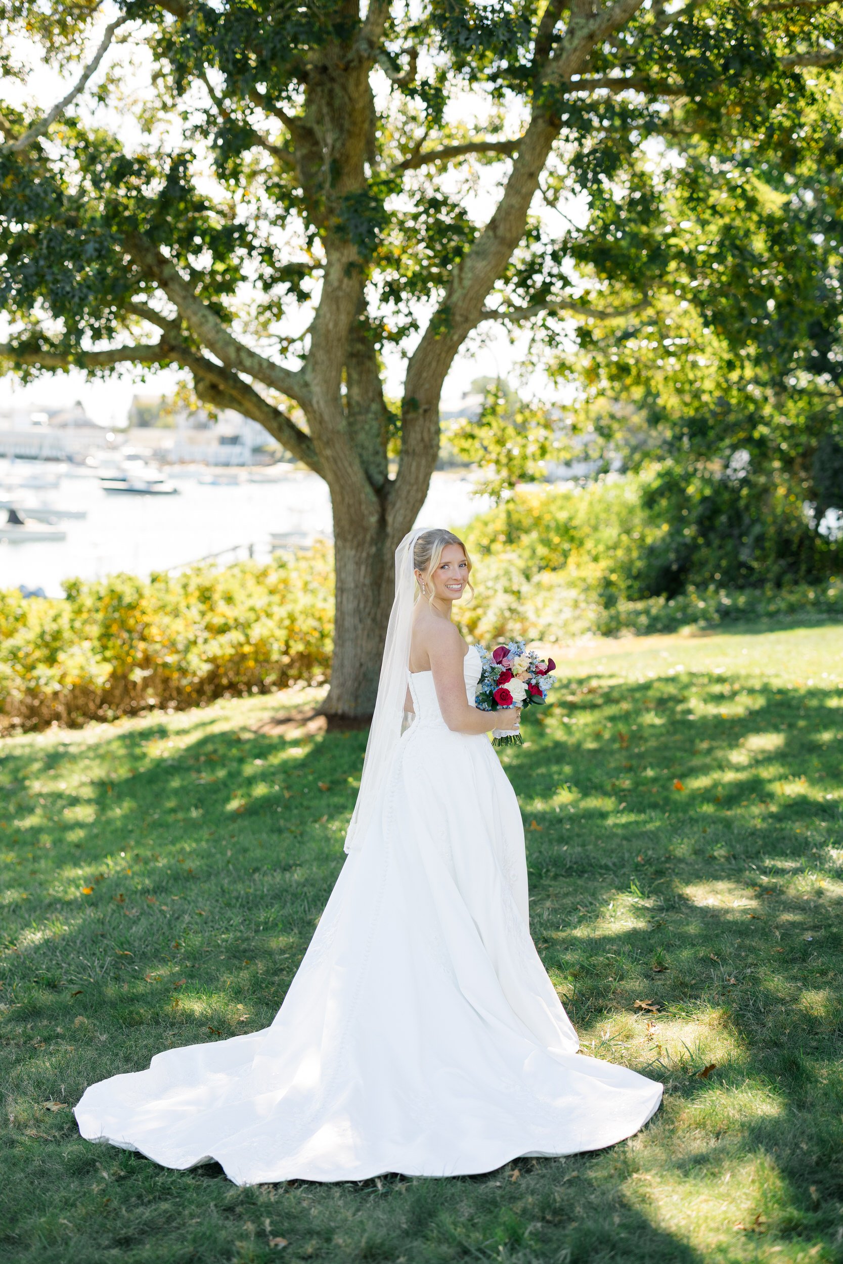 Bridal portraits at Wychmere Beach Club on Cape Cod.