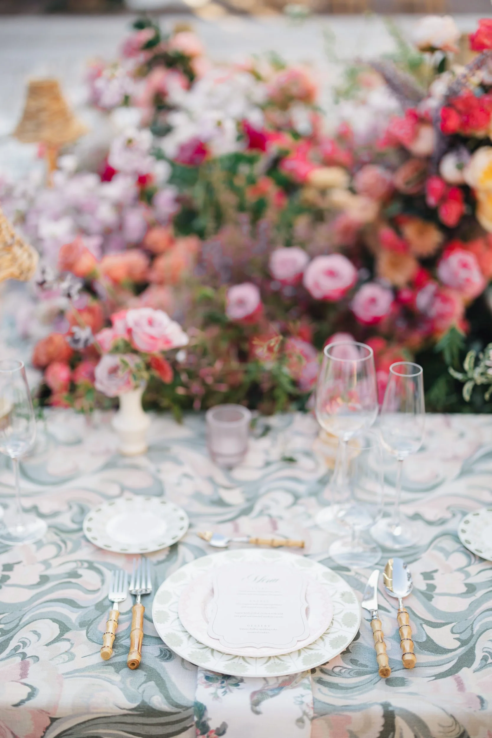 Romantic Charleston reception space styled for a vibrant spring celebration.