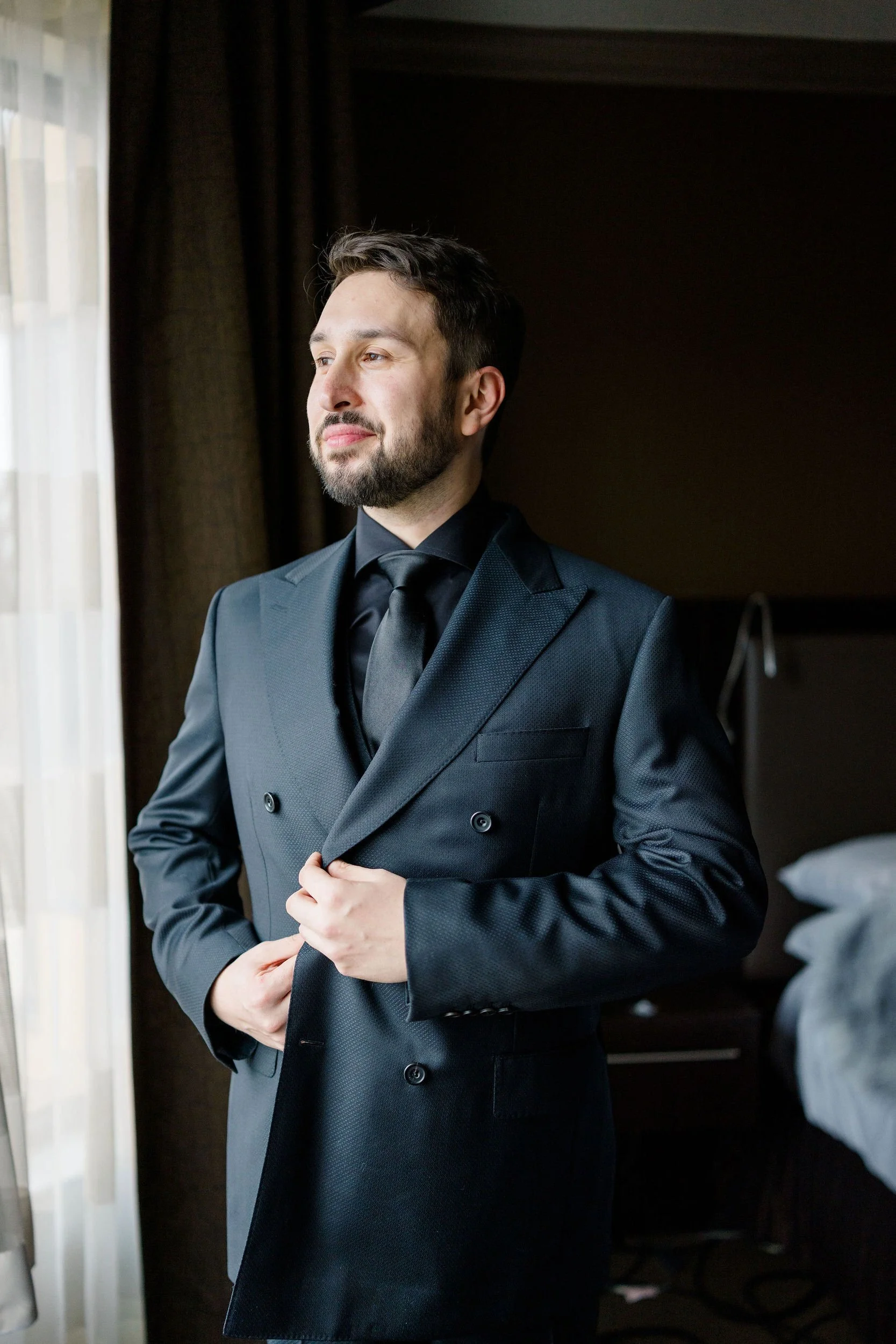Groom getting ready before his wedding at Elm Bank in Wellesley, Massachusetts.