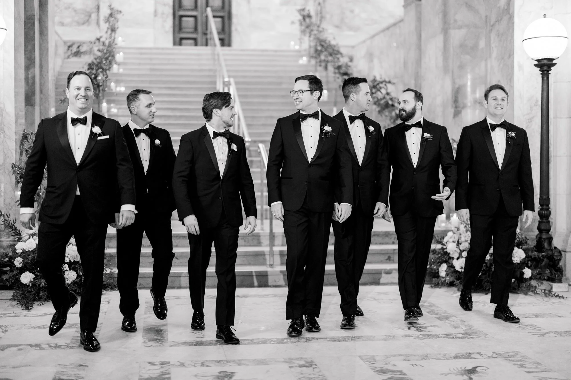 Groomsmen portraits at Boston Public Library Wedding