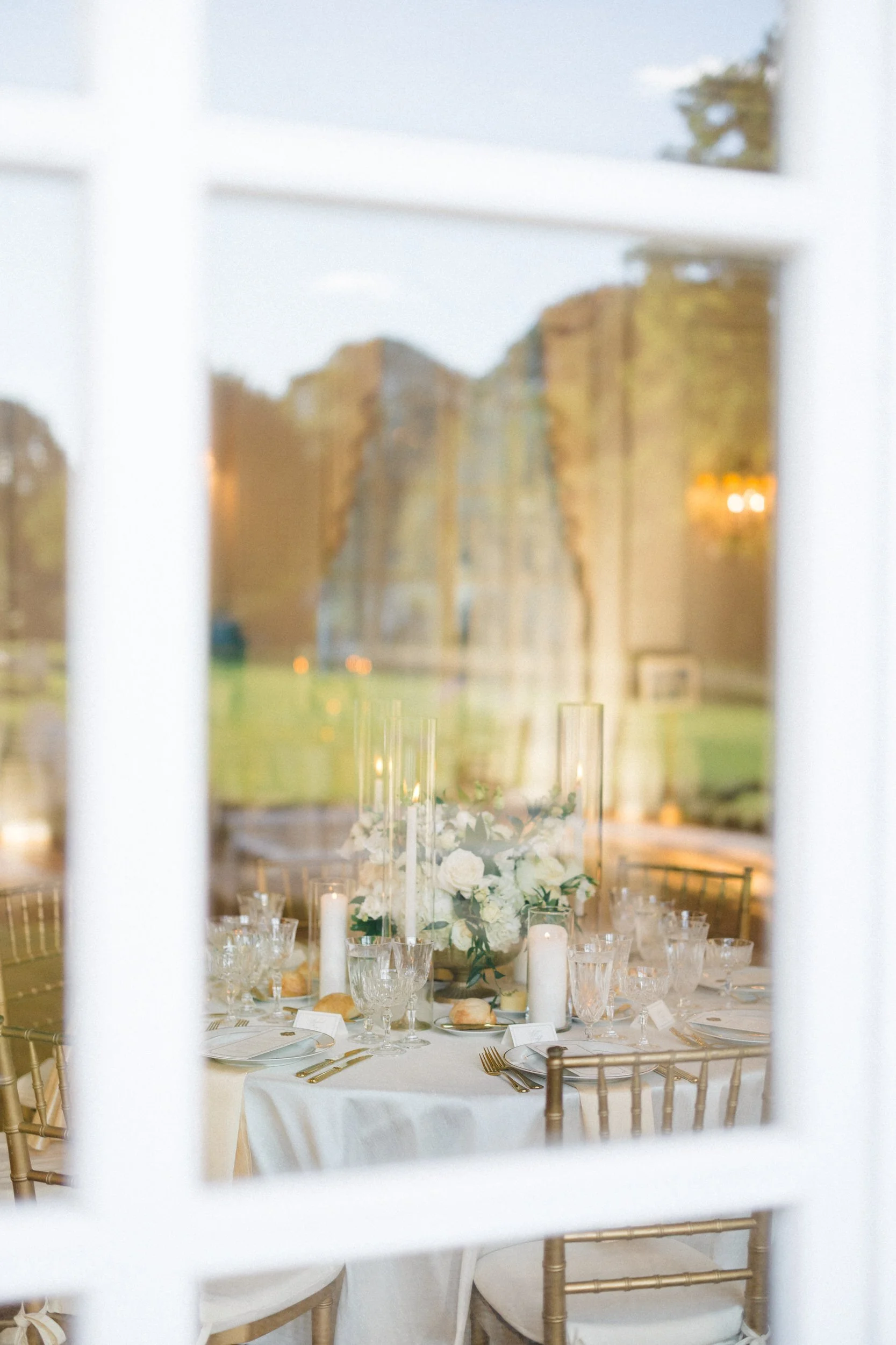 Fine art reception styling at Rosecliff Mansion