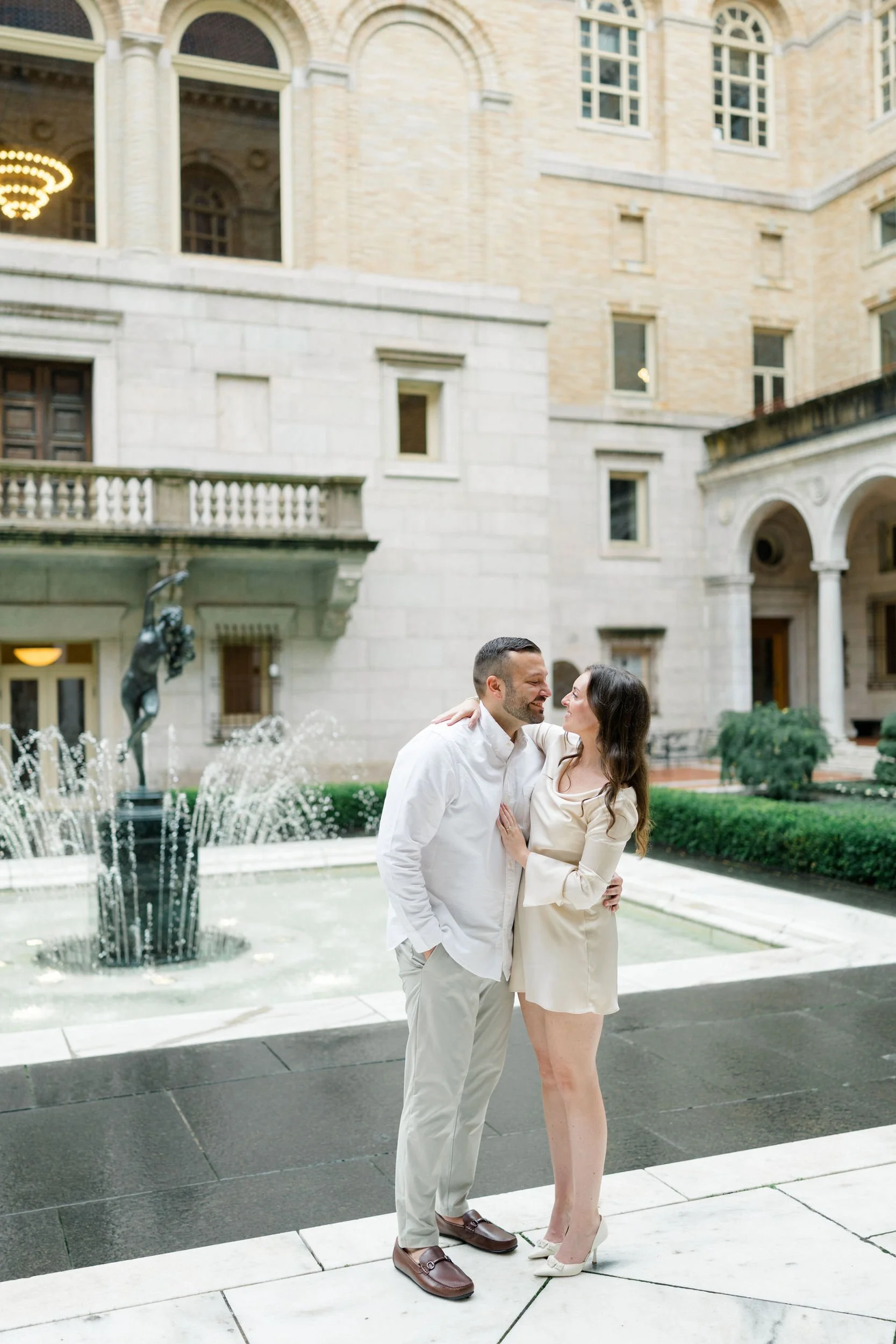 Editorial couple photography at the Boston Public Library in Copley Square