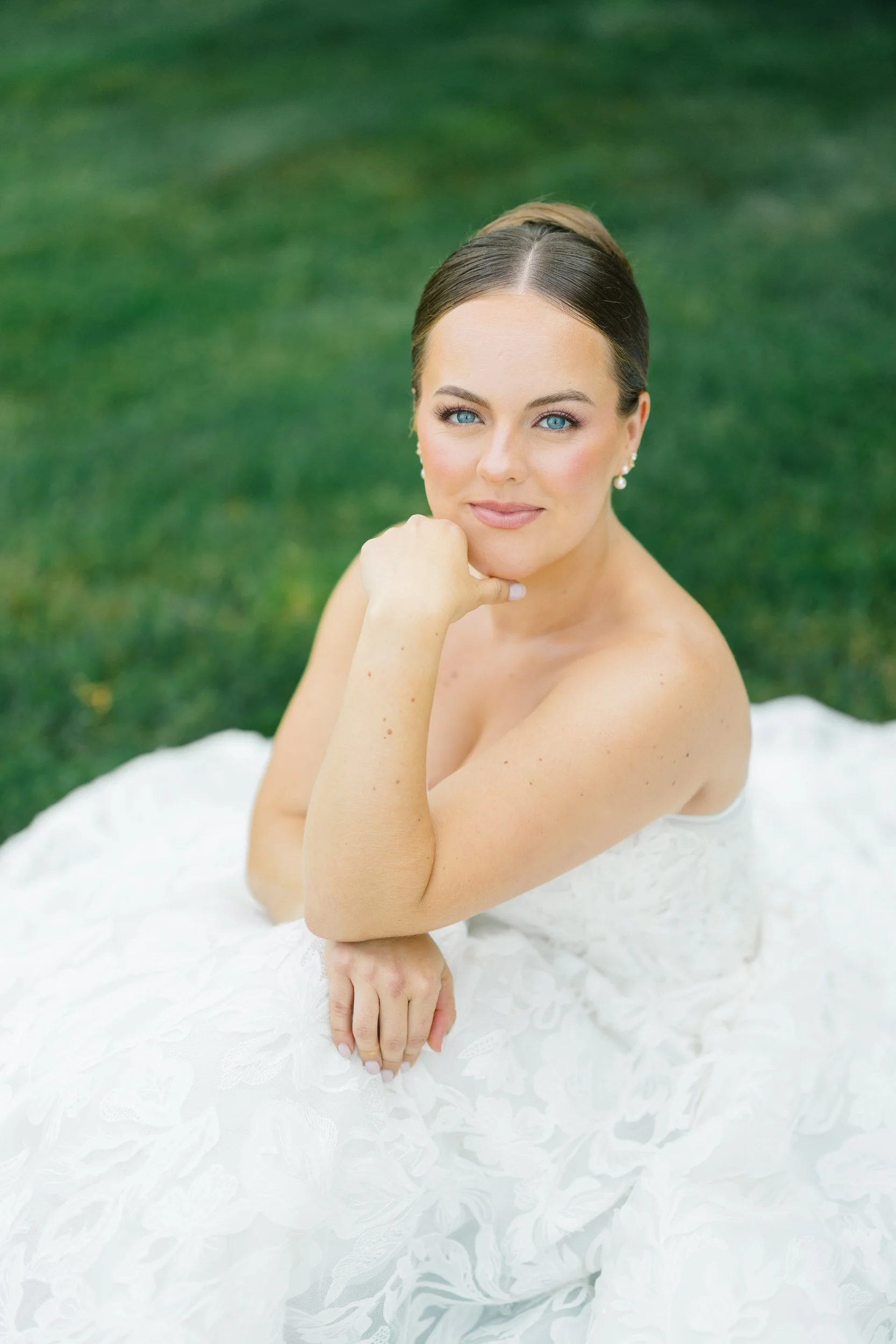 Romantic bridal portrait overlooking the waterfront.
