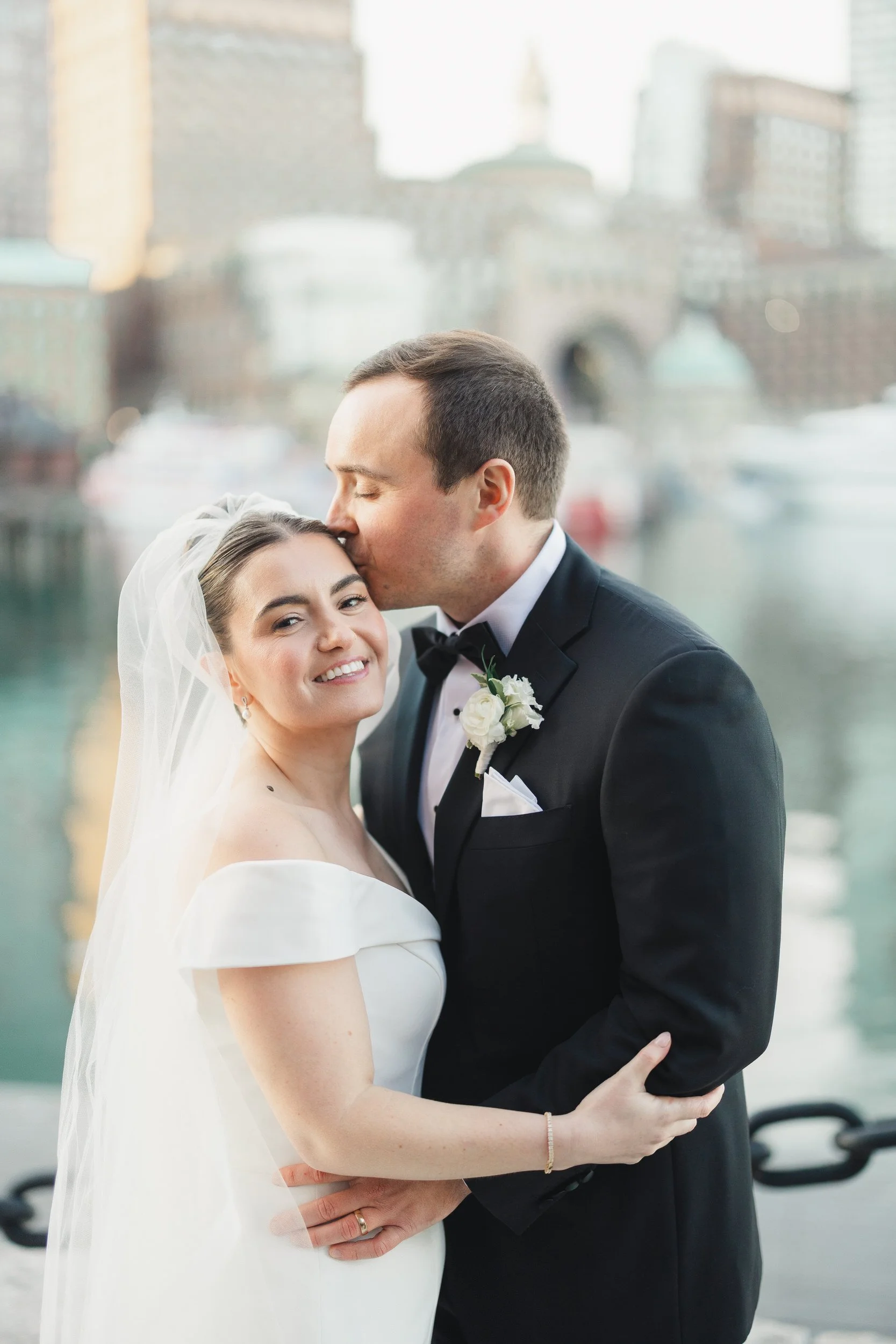 Natural sunset portraits with Boston skyline views