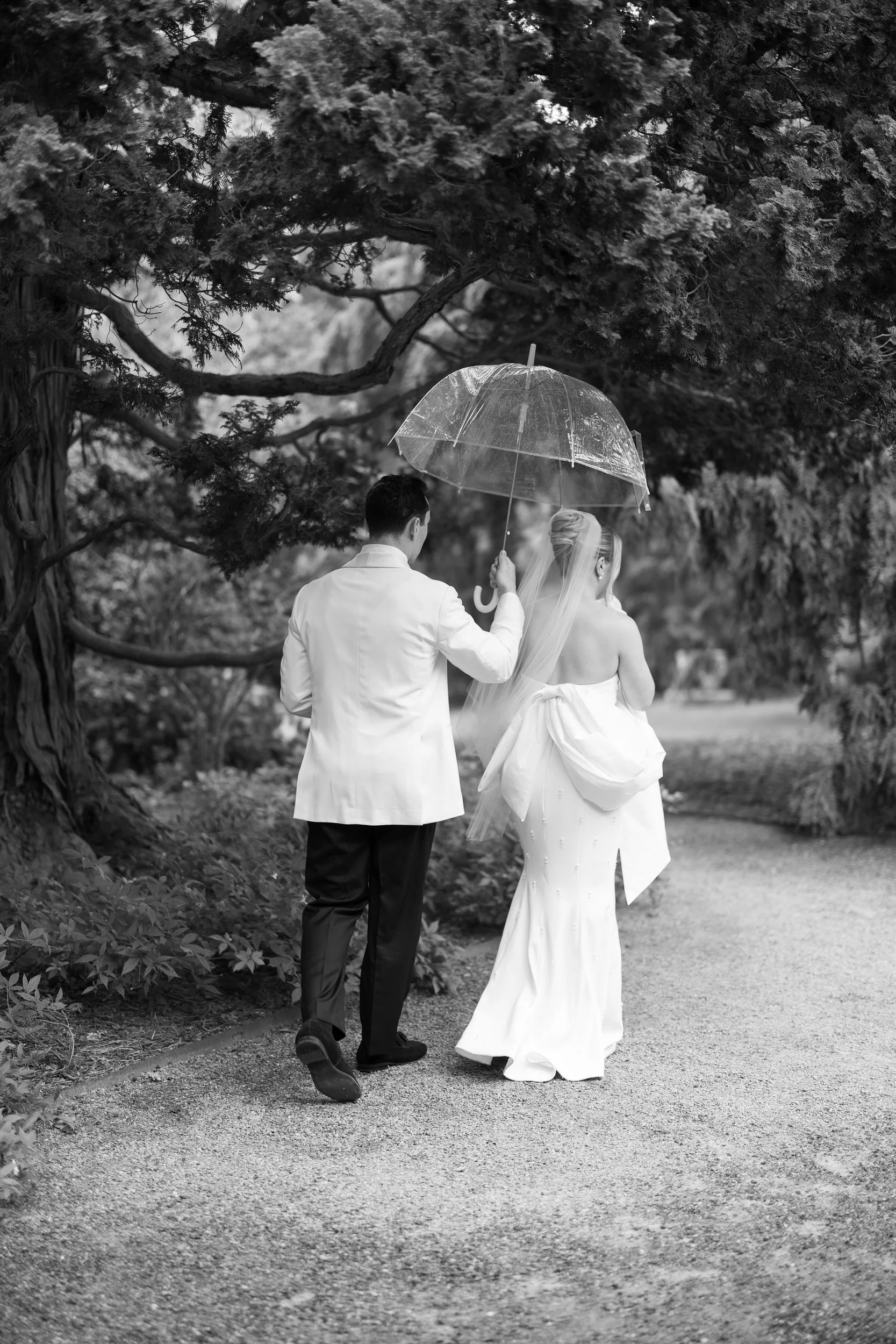 Romantic outdoor portraits at Blithewold Mansion & Gardens after a summer rain.