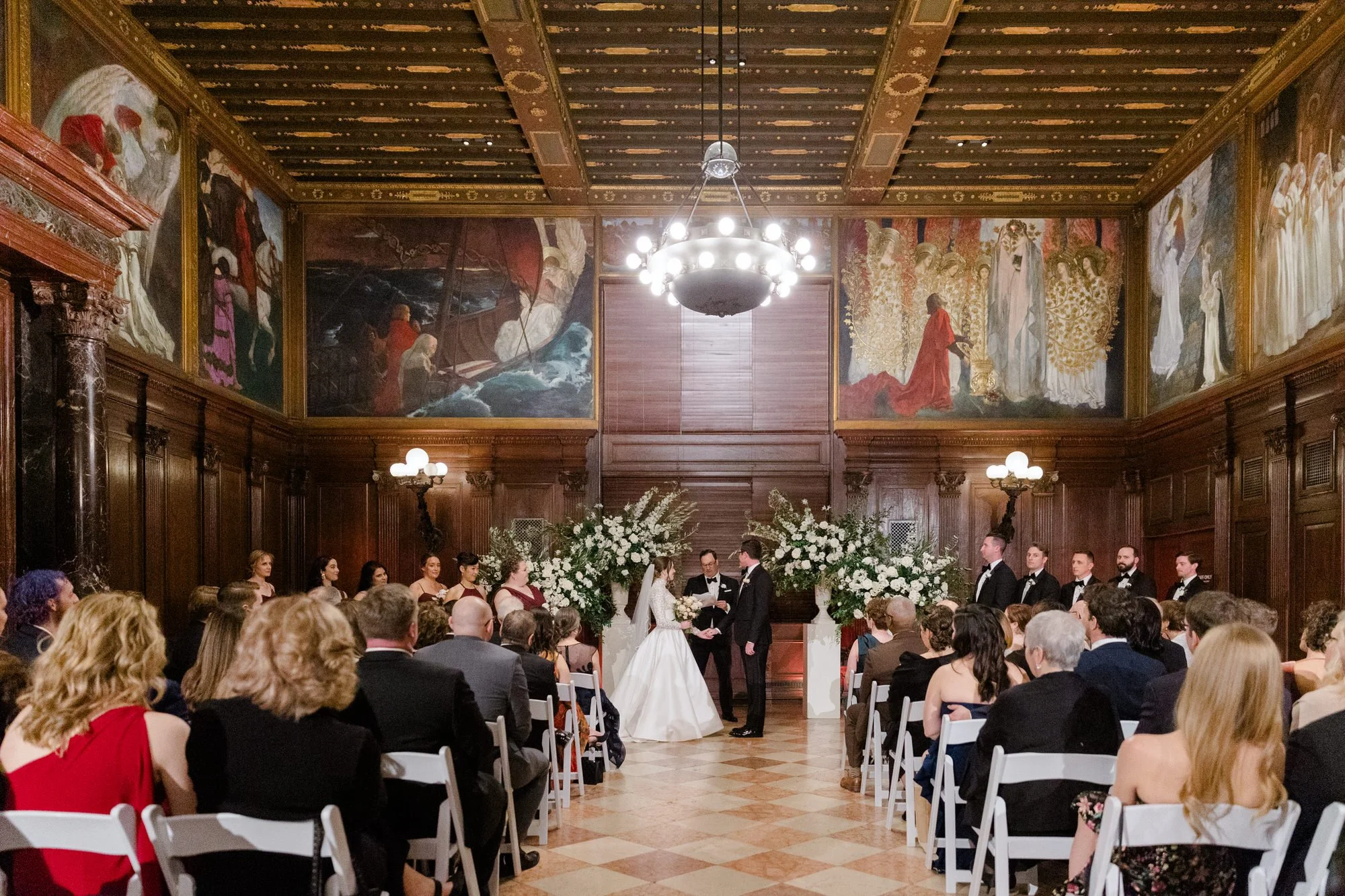 Bride and groom exchange vows at Boston Public Library Wedding