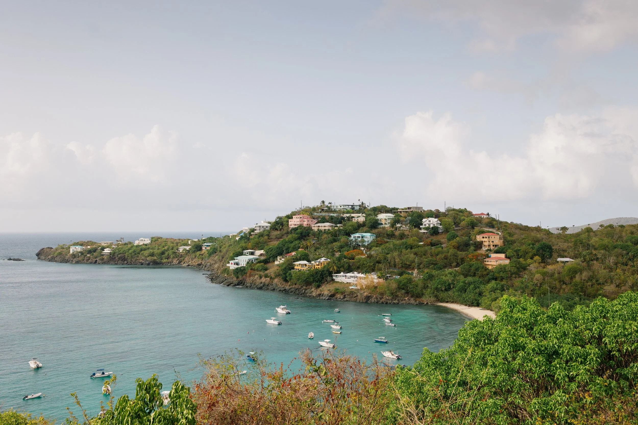 Caribbean coastal landscape captured on medium format film by a St. Thomas wedding photographer.