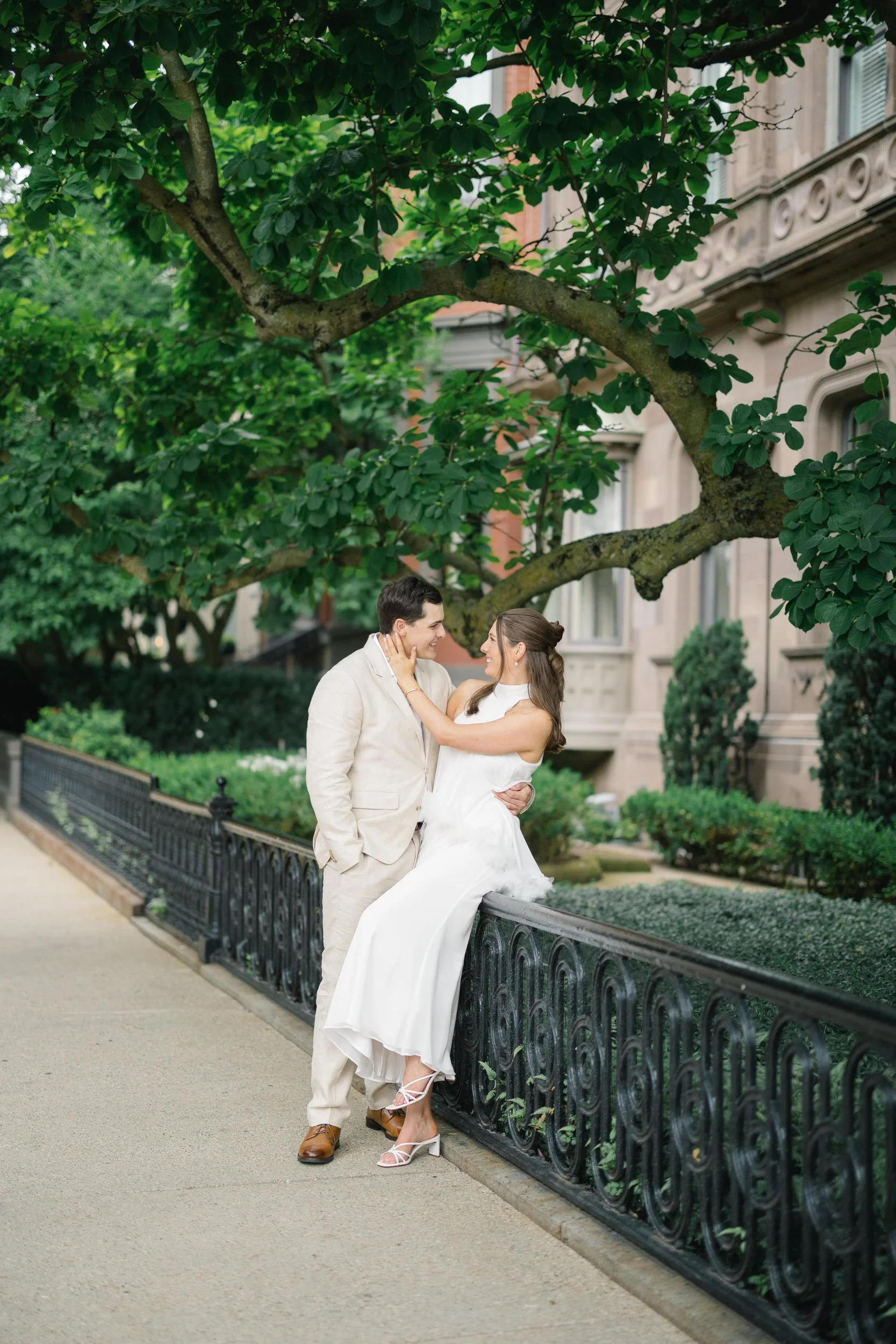 Editorial engagement session featuring Beacon Hill's classic brownstones.