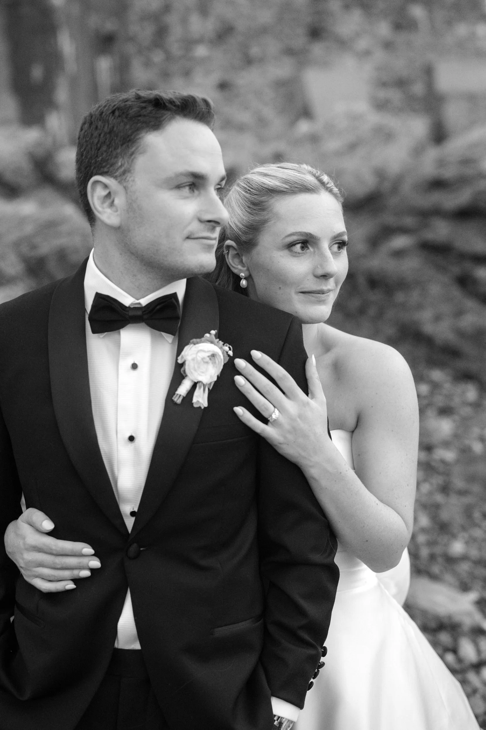 Timeless golden hour wedding portraits overlooking Marblehead Harbor.
