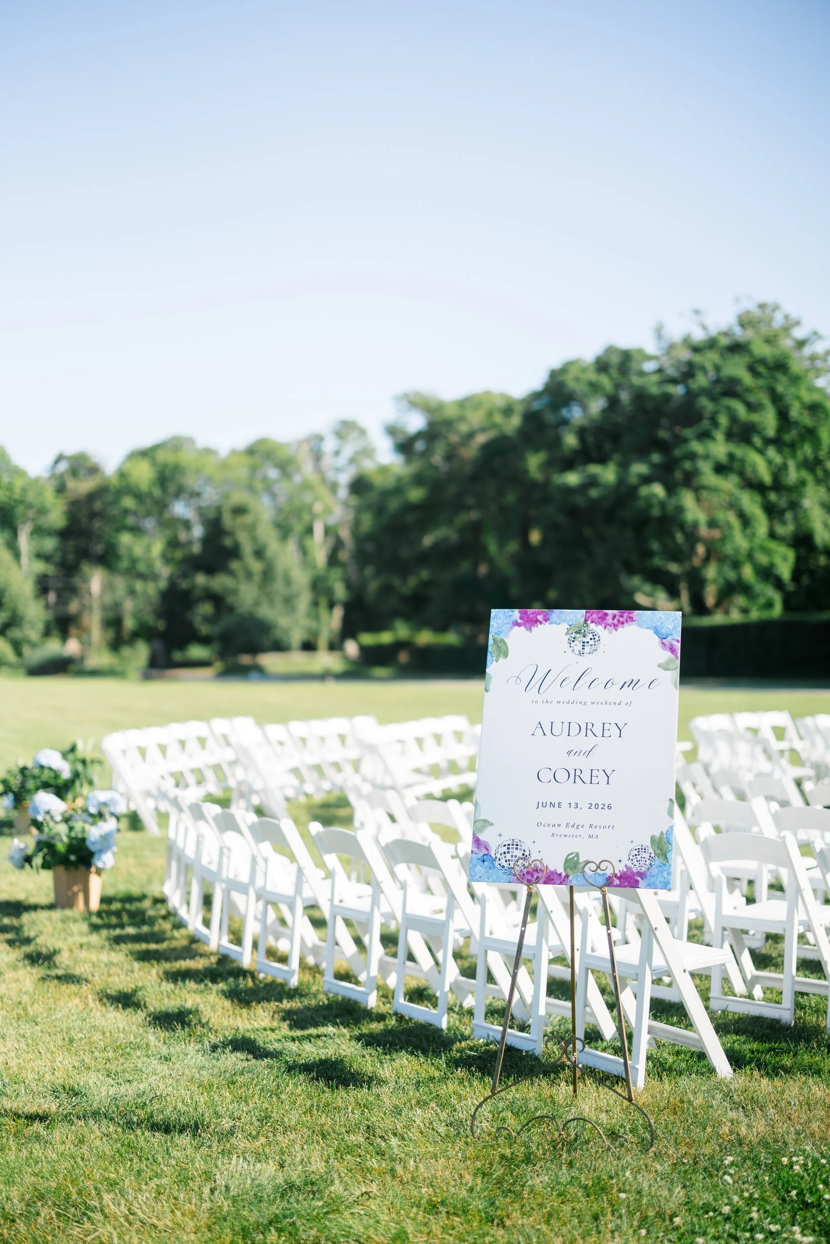 Wedding ceremony setup overlooking Cape Cod scenery