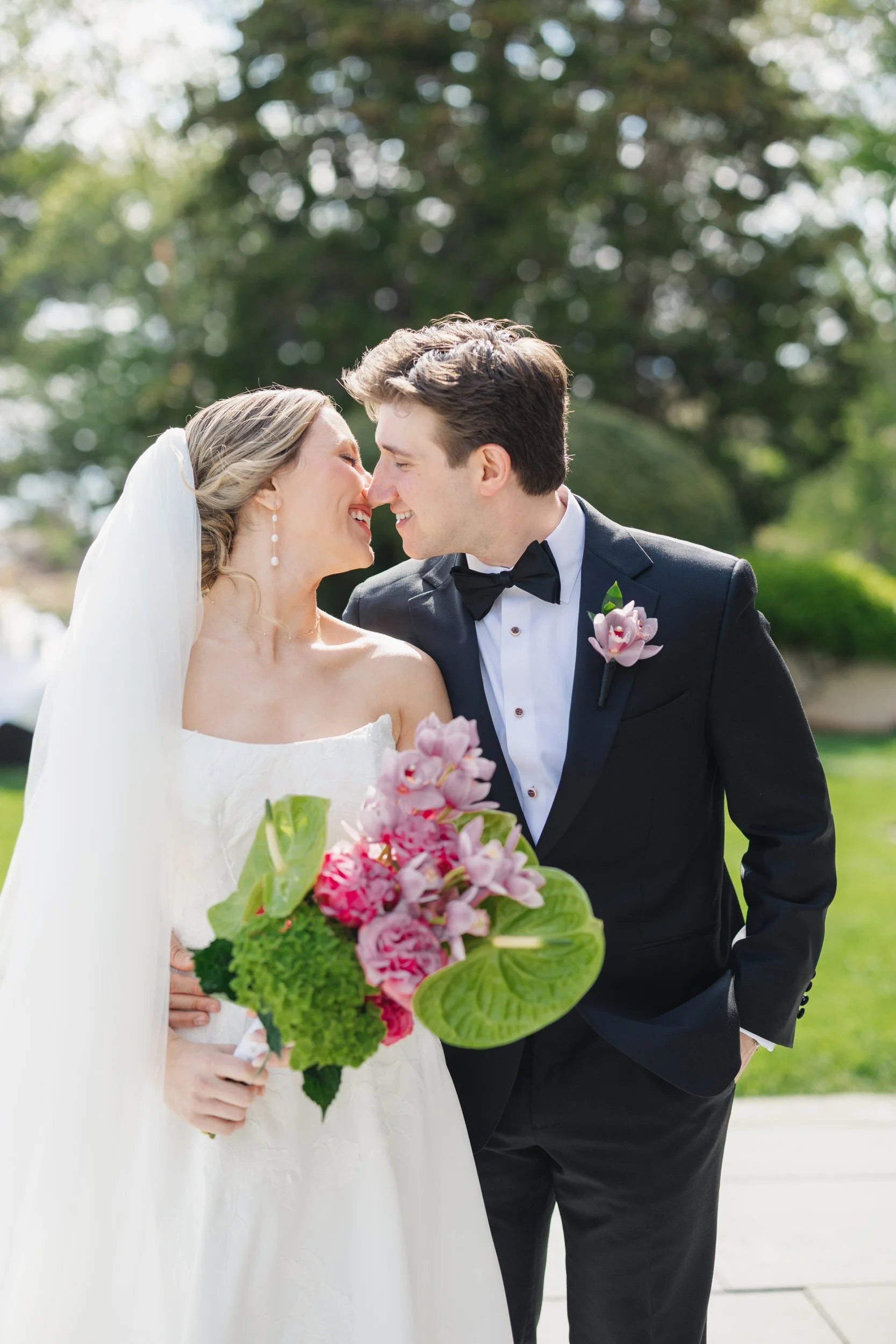 Editorial wedding portraits at luxury North Shore oceanfront estate