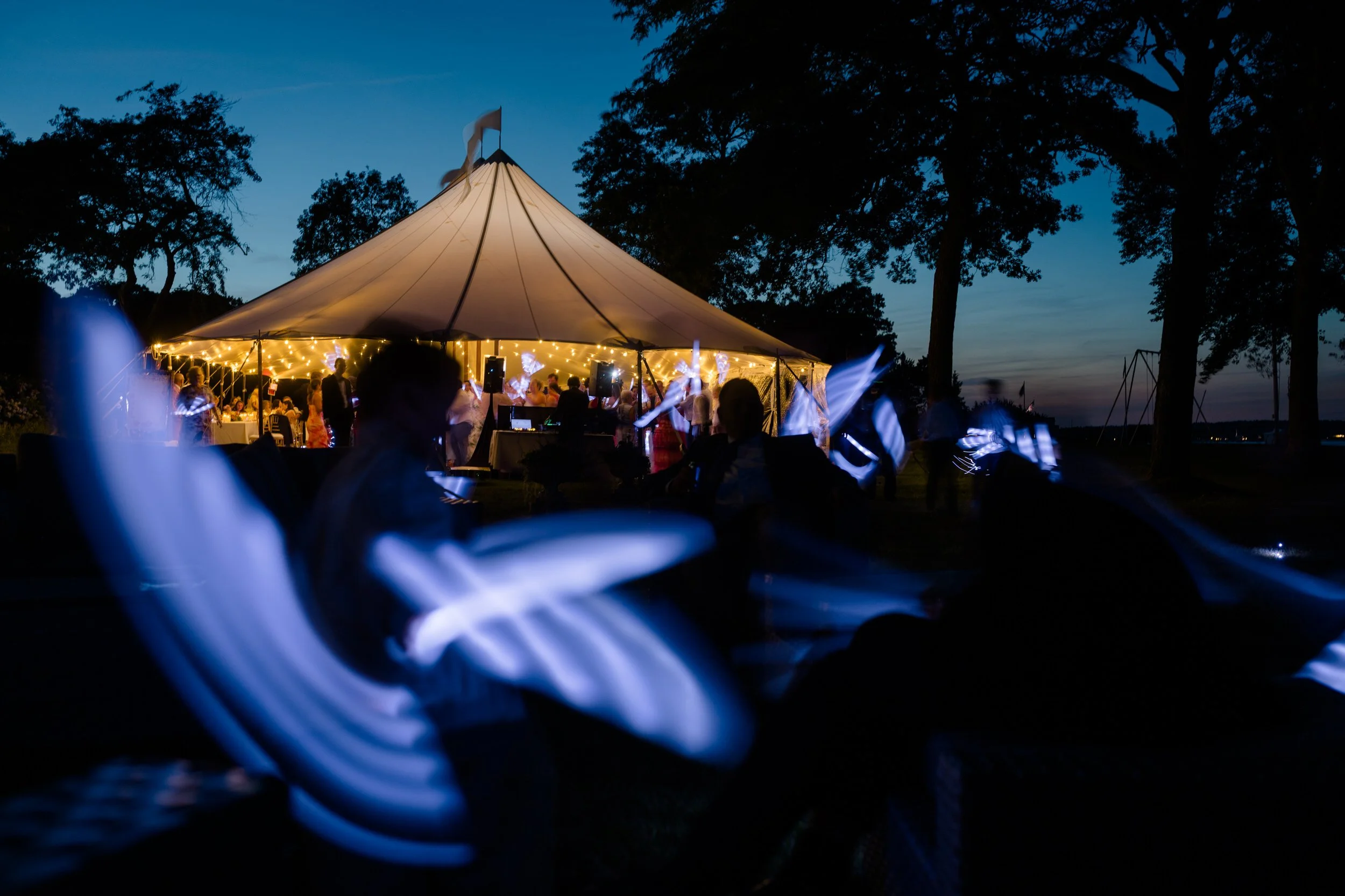 Evening celebration during a luxury Cape Cod private estate wedding.