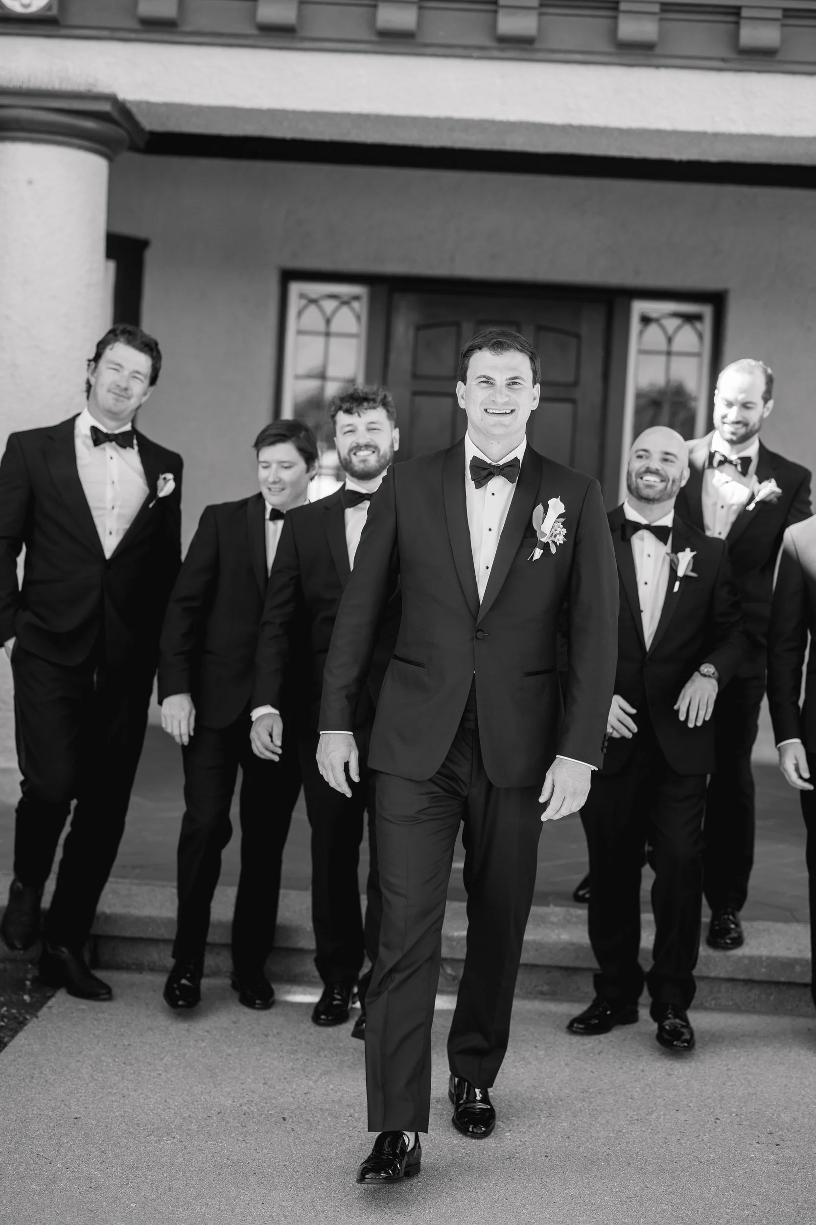 Groom and groomsmen before the wedding ceremony