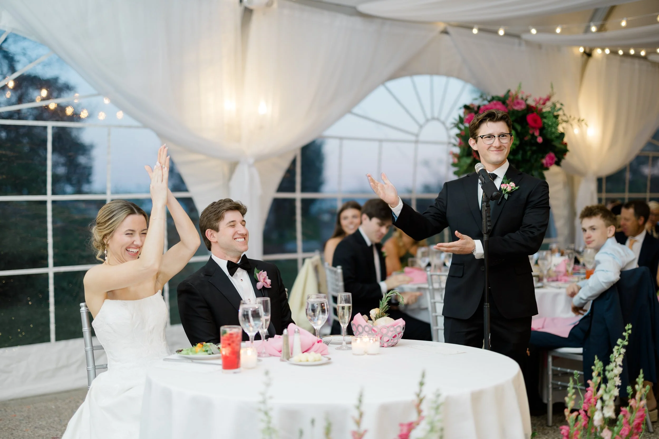 Documentary-style wedding reception photography at Misselwood Estate