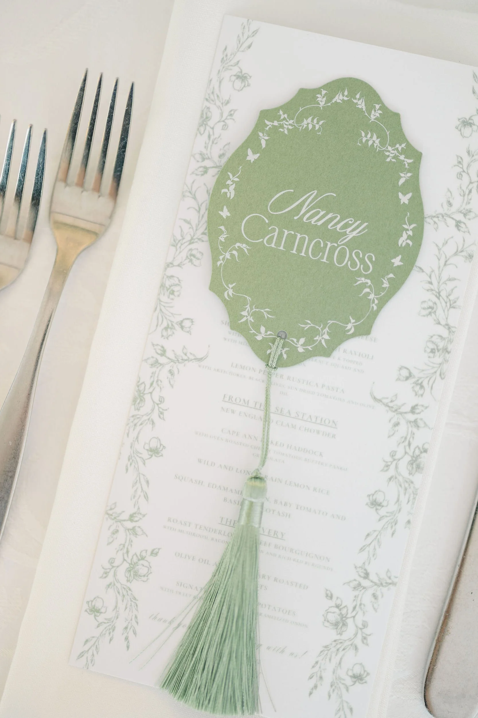 Long Hill wedding reception details featuring thoughtfully styled tables.