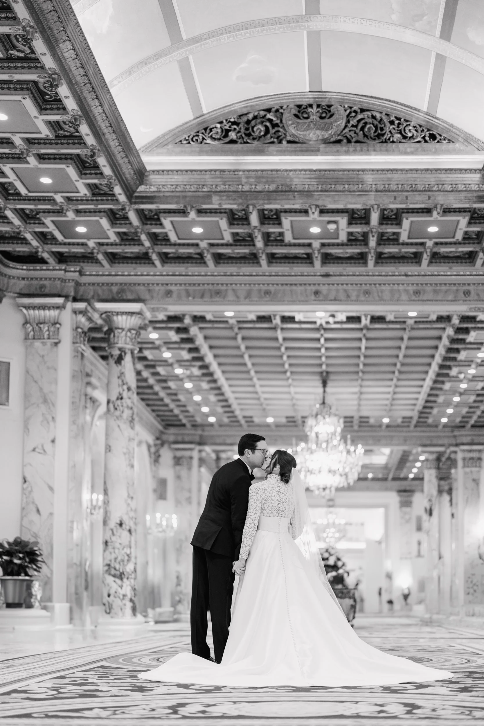Bride and groom portraits at Fairmont Copley Hotel Wedding