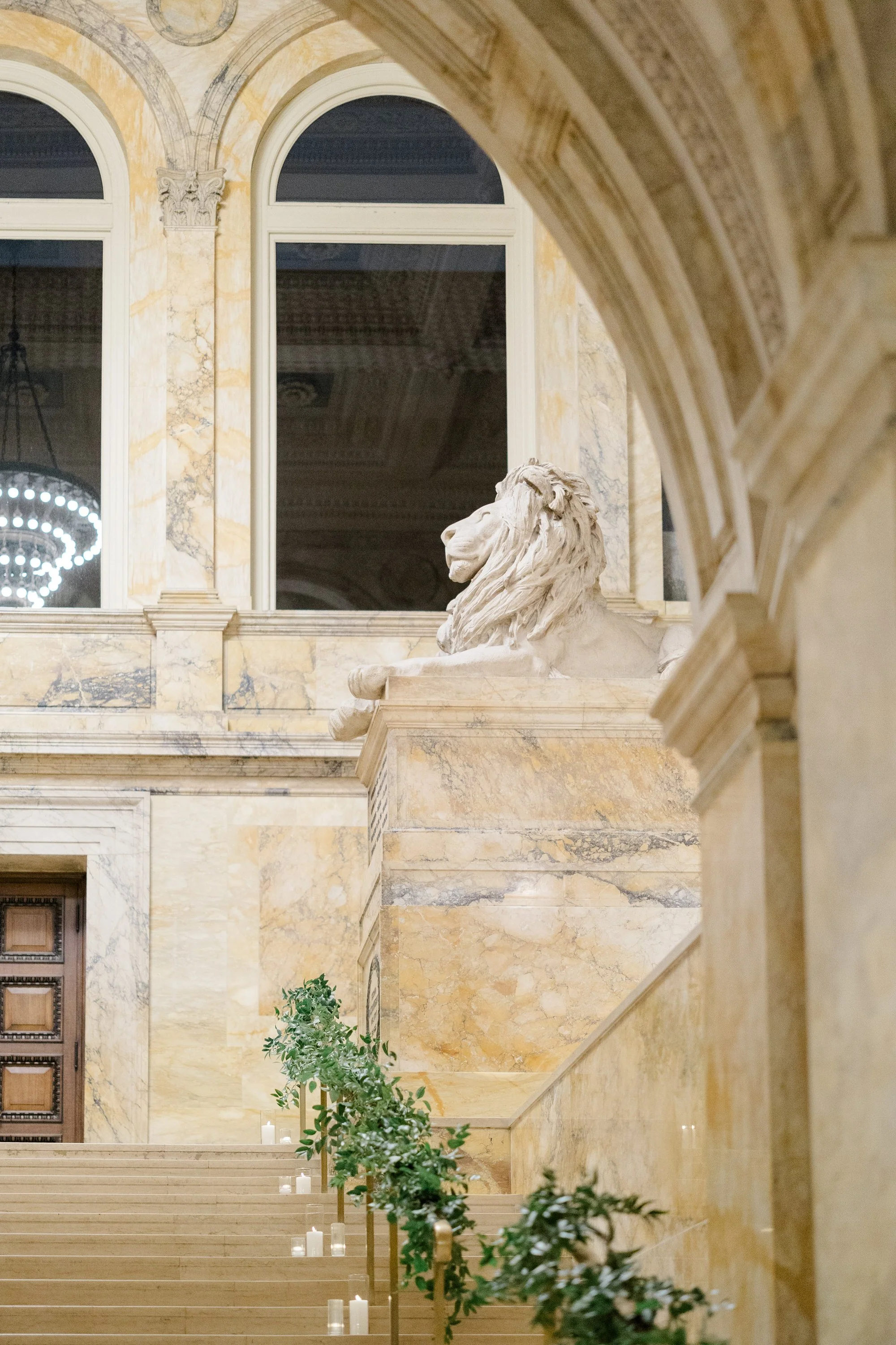 Ornate florals at Boston Public Library Wedding