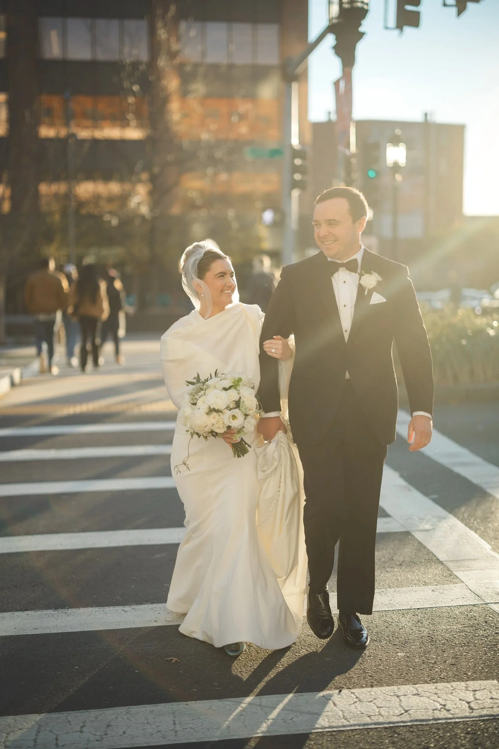 Candid sunset couple portraits near the Boston waterfront