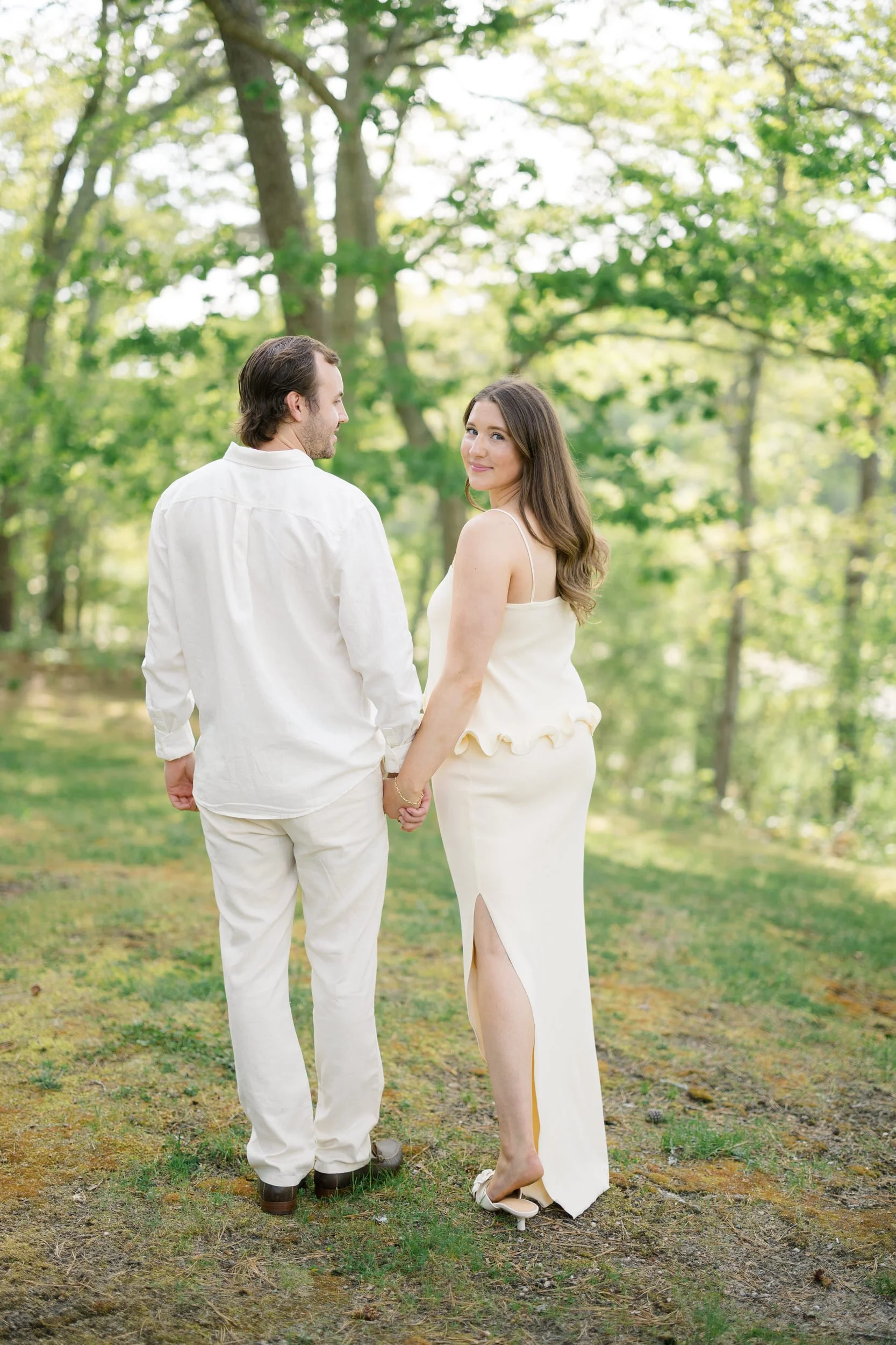 Couple portraits at a Cape Cod cottage during a Chatham engagement session with relaxed coastal elegance and natural light.