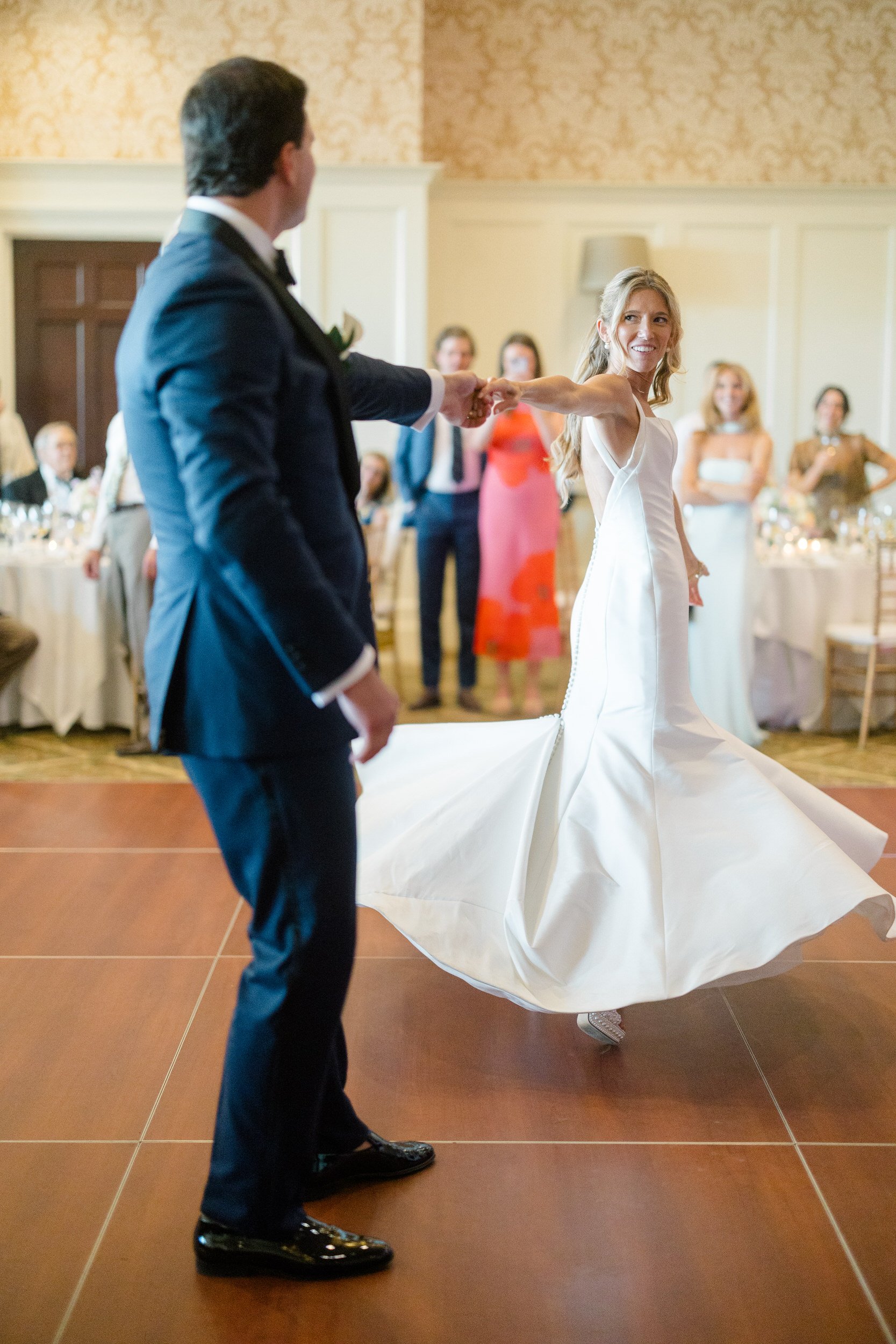 Bride and groom dancing during their reception